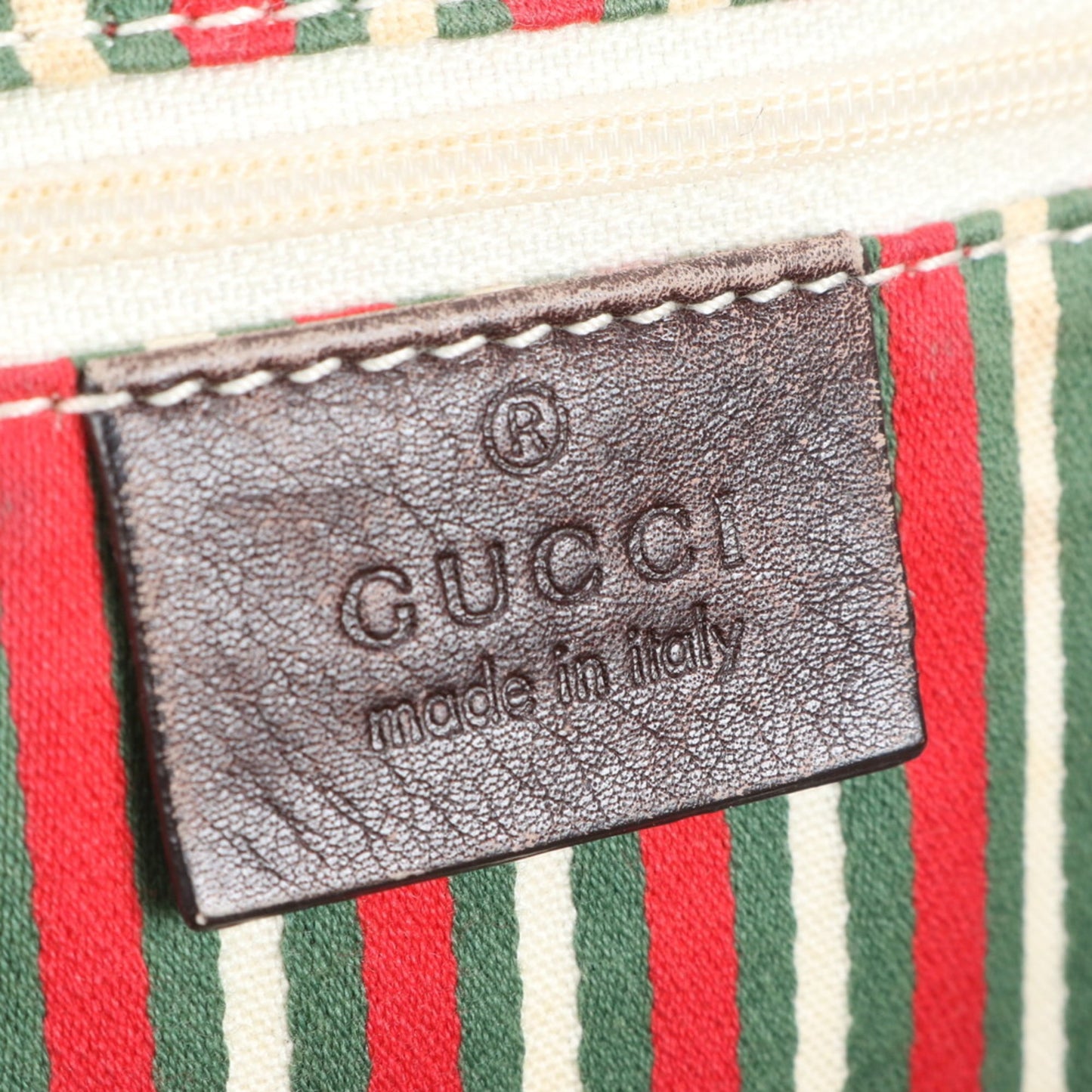 Gucci Brown Leather Canvas Tote Bag