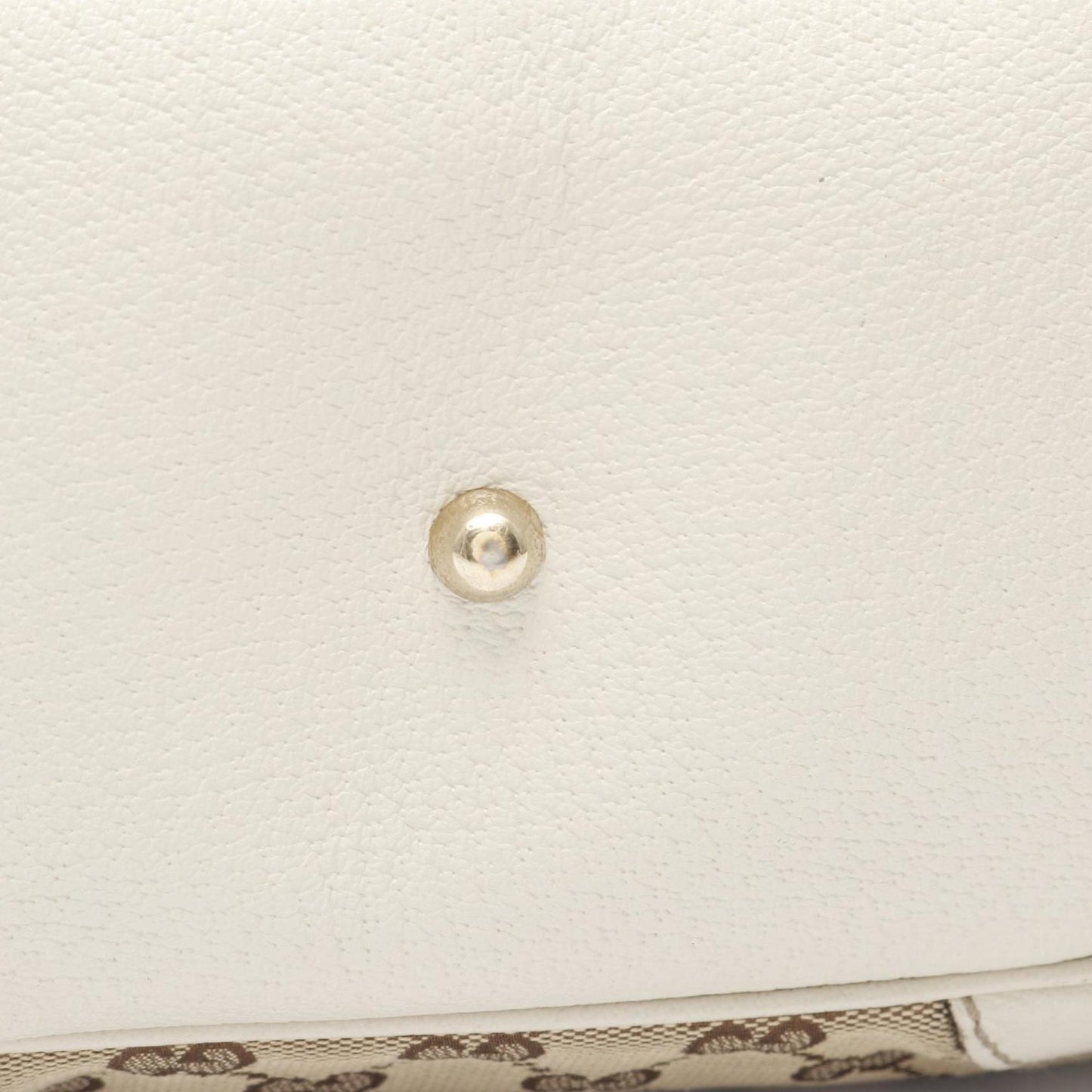 Gucci Beige White Canvas Leather Tote Bag