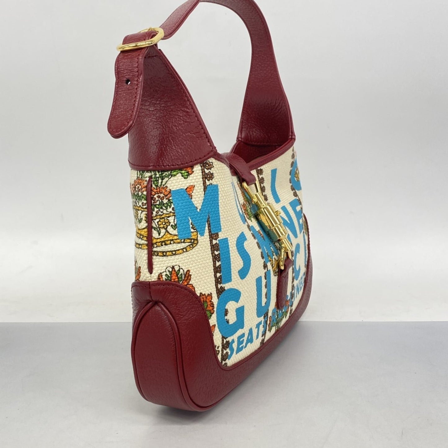 Gucci Beige Multi-Color Canvas Shoulder Bag