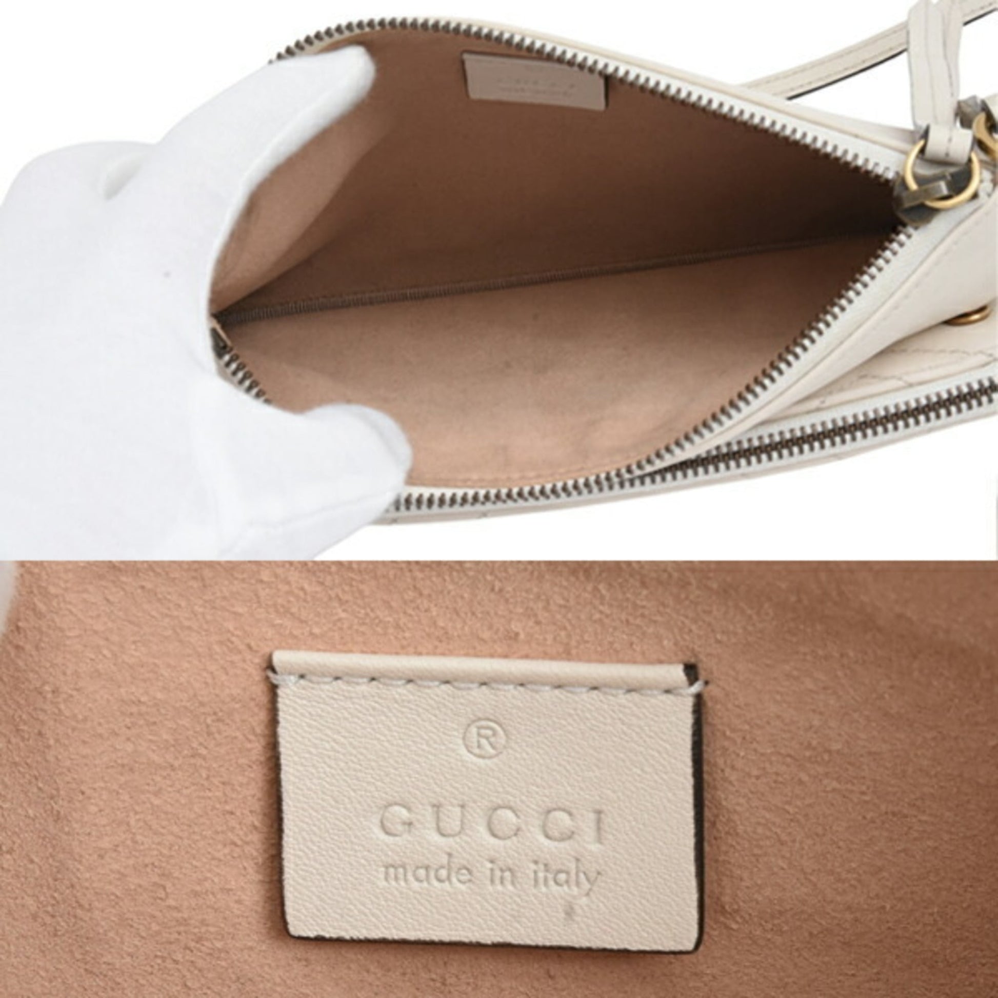 Gucci White Leather Pochette Pouch Shoulder Bag