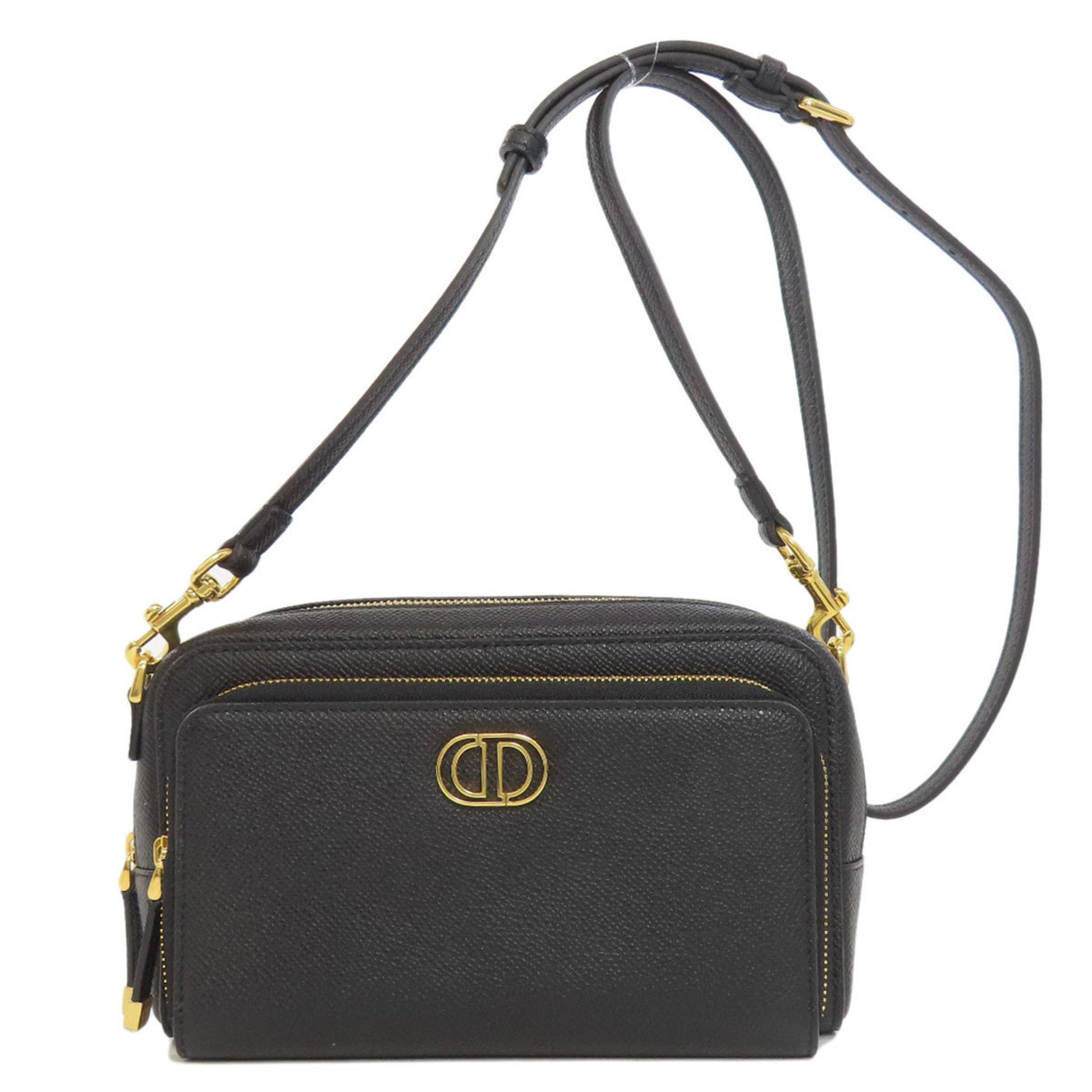 Dior Handbag Christian Shoulder Bag 43 Leather Black