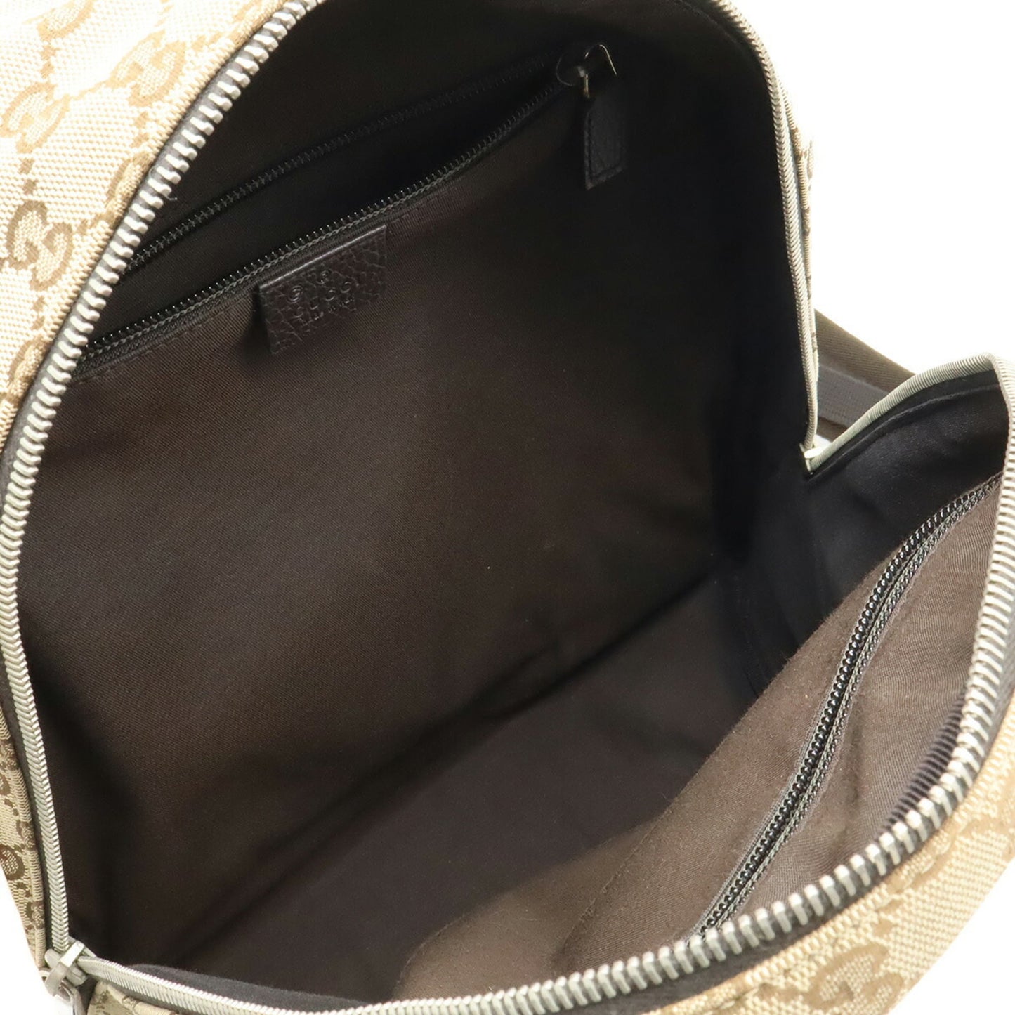Gucci Gg Canvas Beige Dark Brown Gg Canvas Leather Backpack