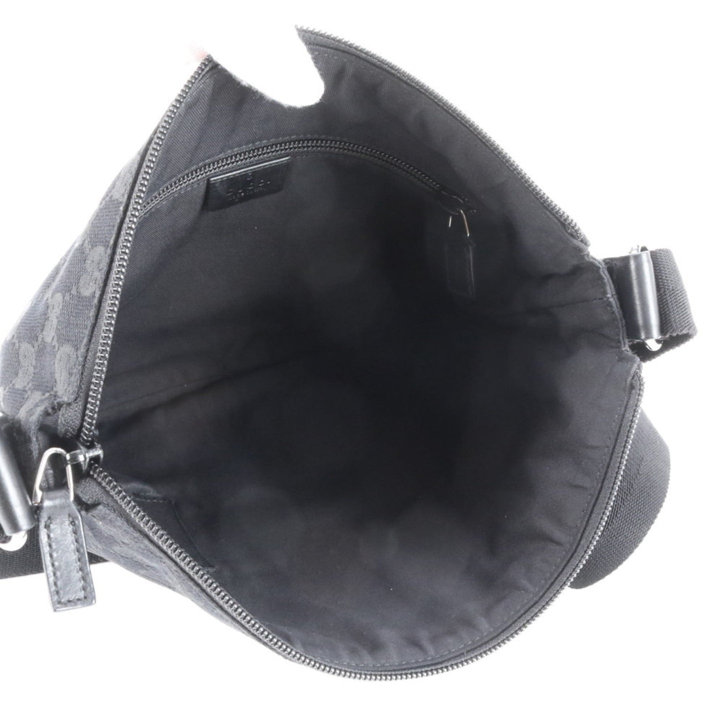 Gucci Black Leather Canvas Shoulder Bag