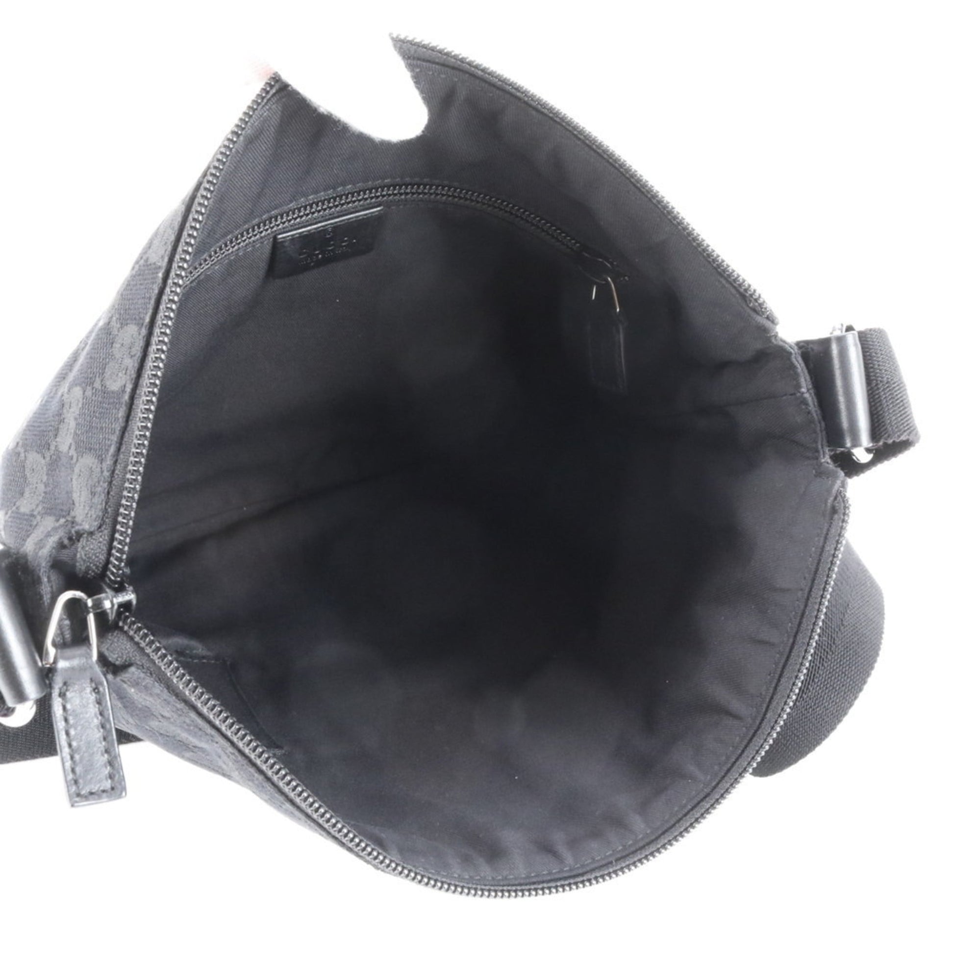 Gucci Black Leather Canvas Shoulder Bag