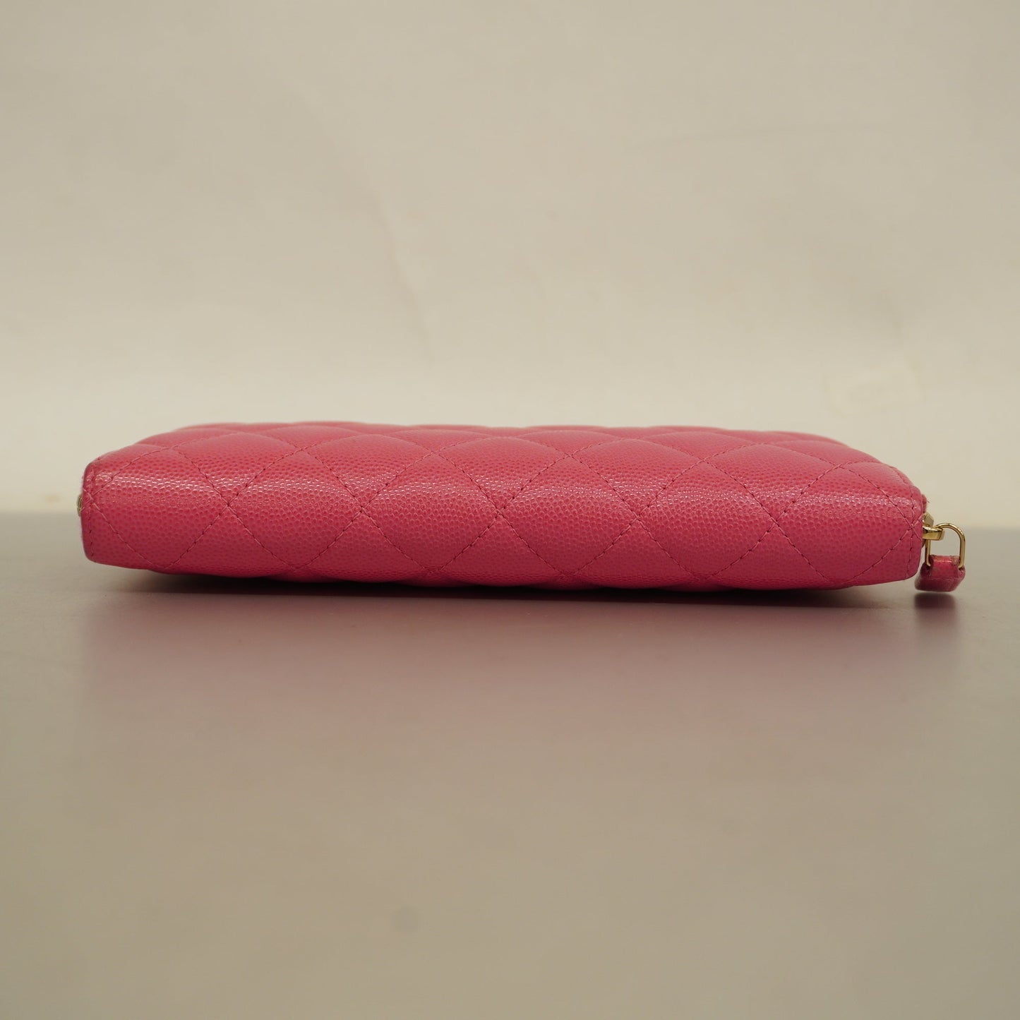 ChanelAuth  Matelasse Gold Hardware Women's Caviar Leather Long Wallet Pink