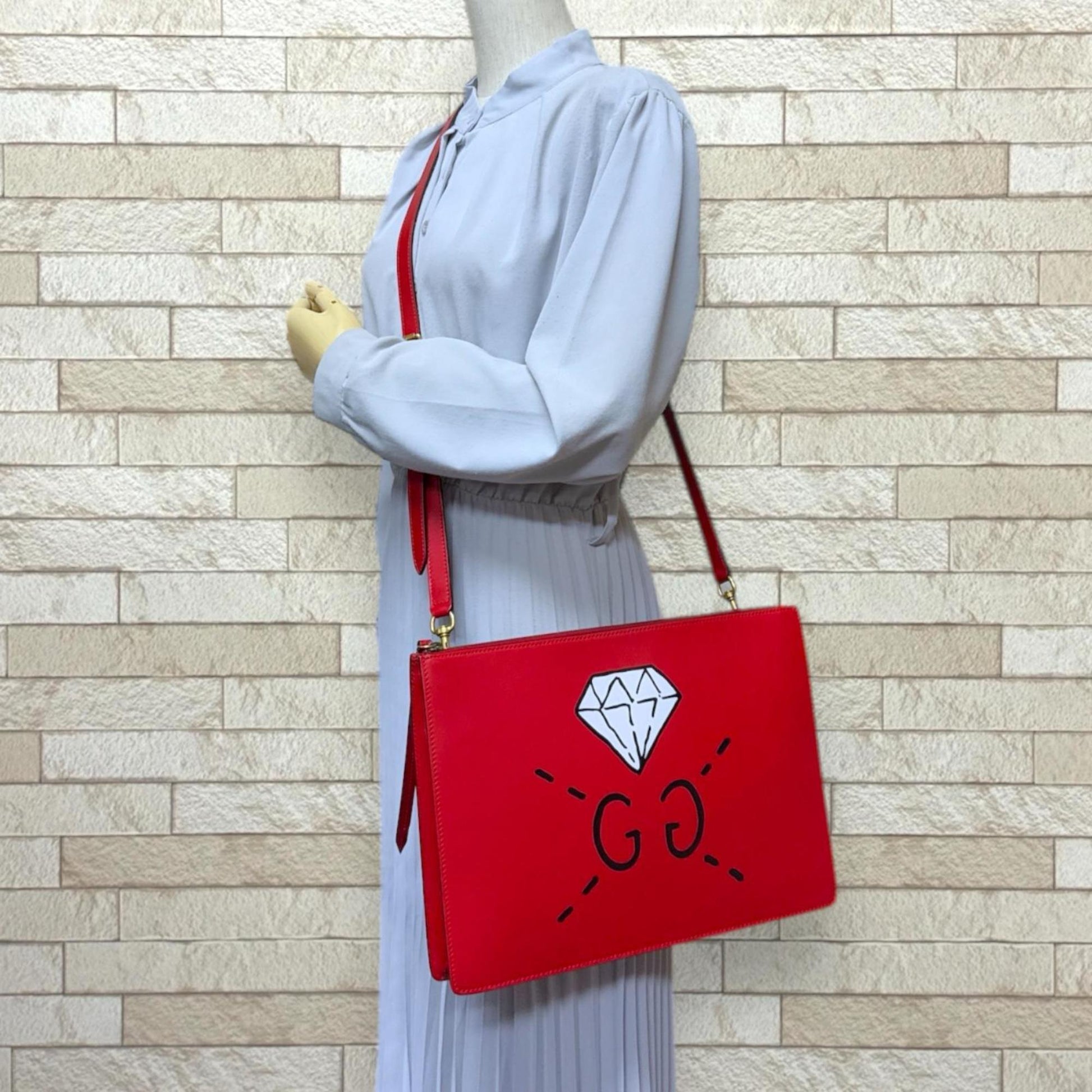 Gucci Red Color Leather Shoulder Bag