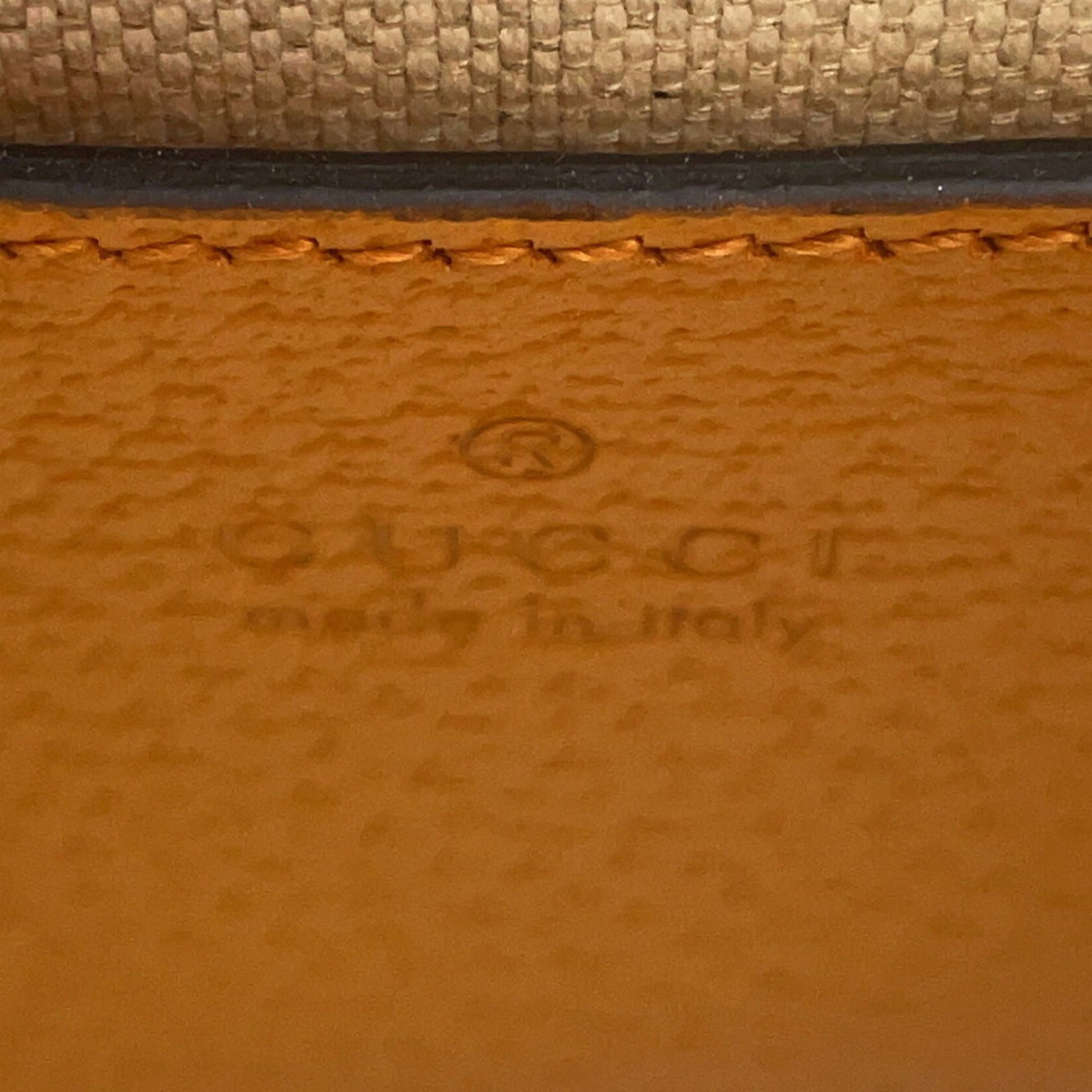 Gucci Light Brown White Raffia Leather Handbag