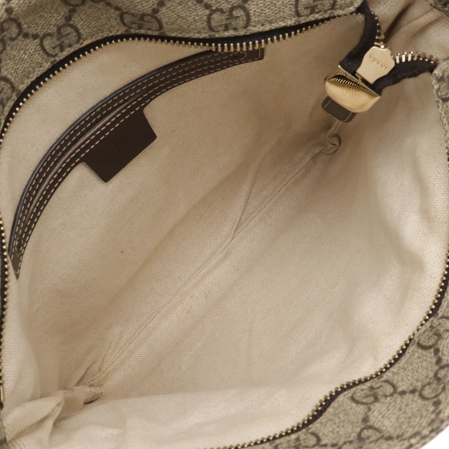 Gucci Beige Dark Brown Khaki Gg Supreme Leather Shoulder Bag