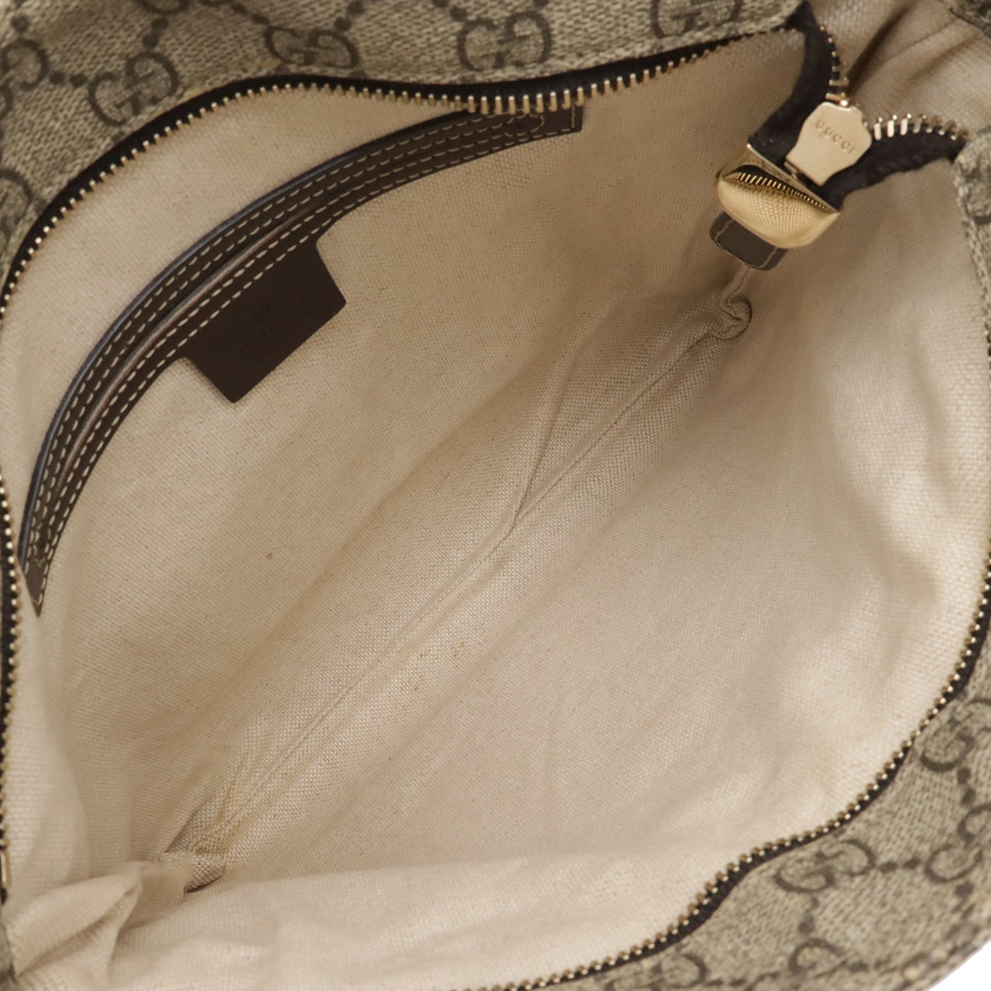 Gucci Beige Dark Brown Khaki Gg Supreme Leather Shoulder Bag