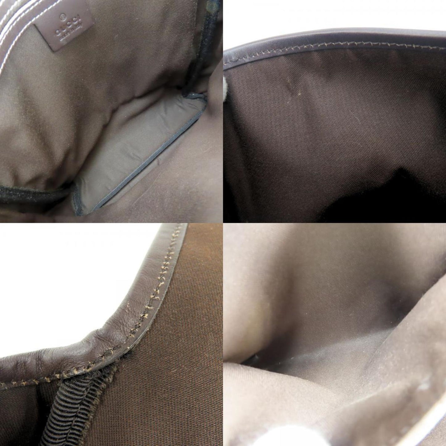 Gucci Beige Dark Brown Gg Supreme Leather Shoulder Bag