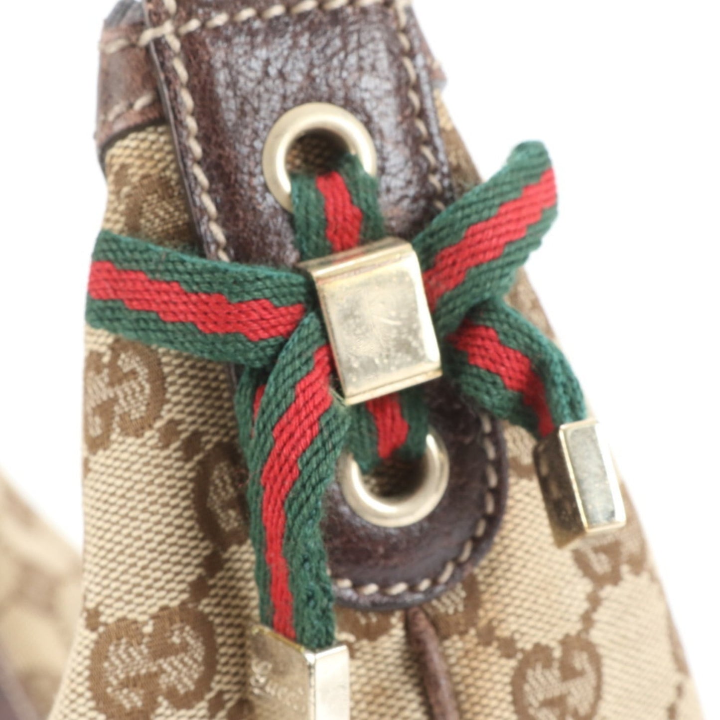Gucci Brown Leather Canvas Shoulder Bag