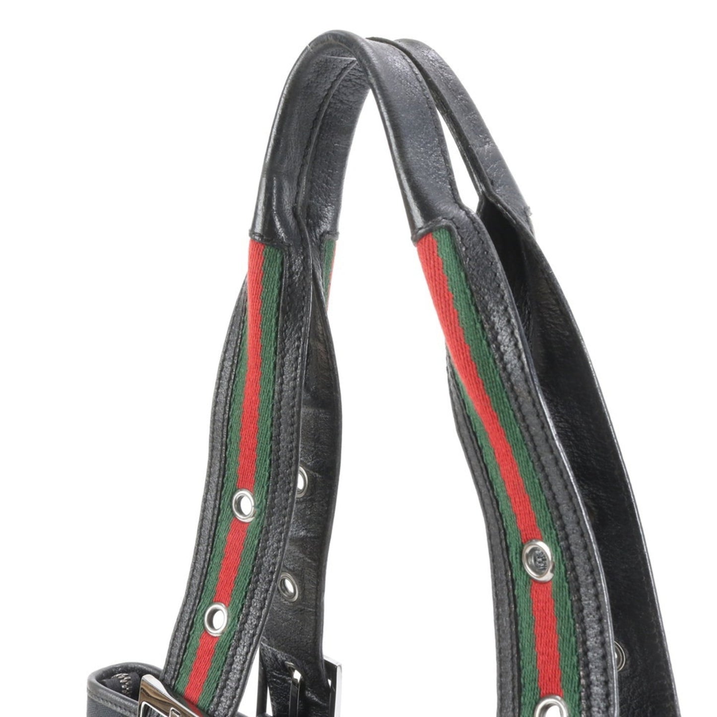 Gucci Black Leather Canvas Tote Bag