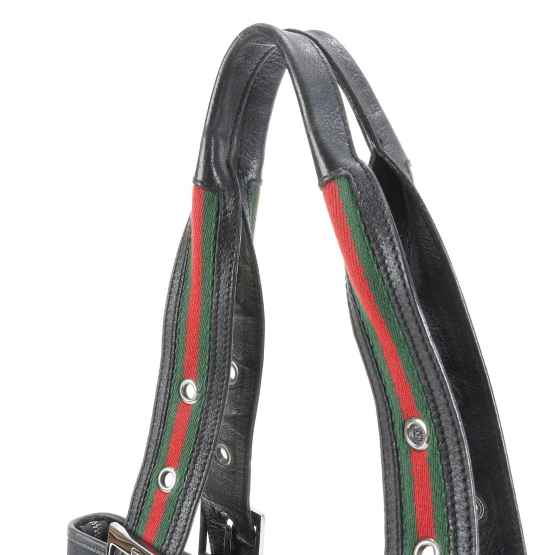 Gucci Black Leather Canvas Tote Bag