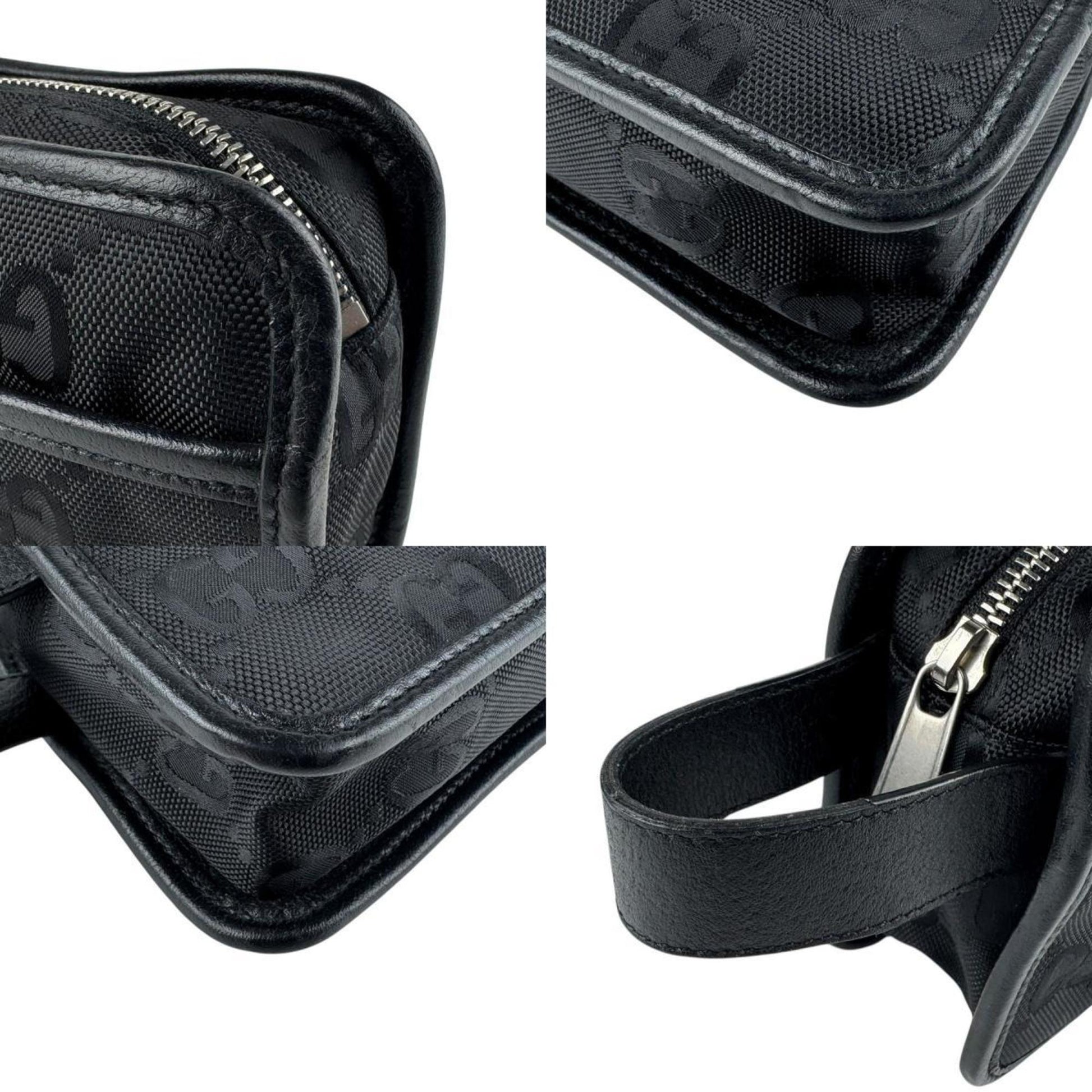 Gucci Black Nylon Canvas Leather Clutch Bag