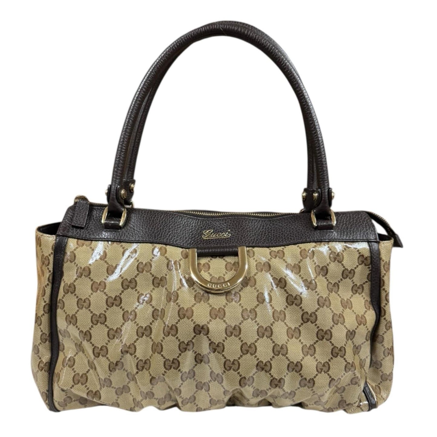 Gucci Brown Pvc Coated Canvas Tote Bag
