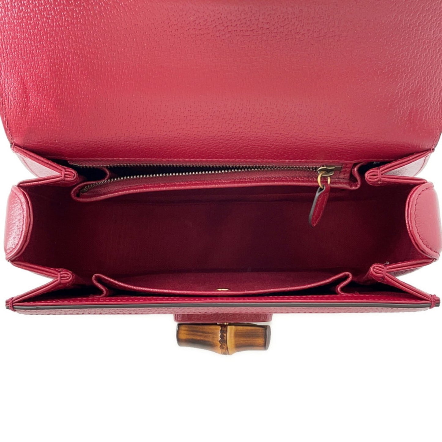 Gucci Ivory Red Color Leather Canvas Handbag