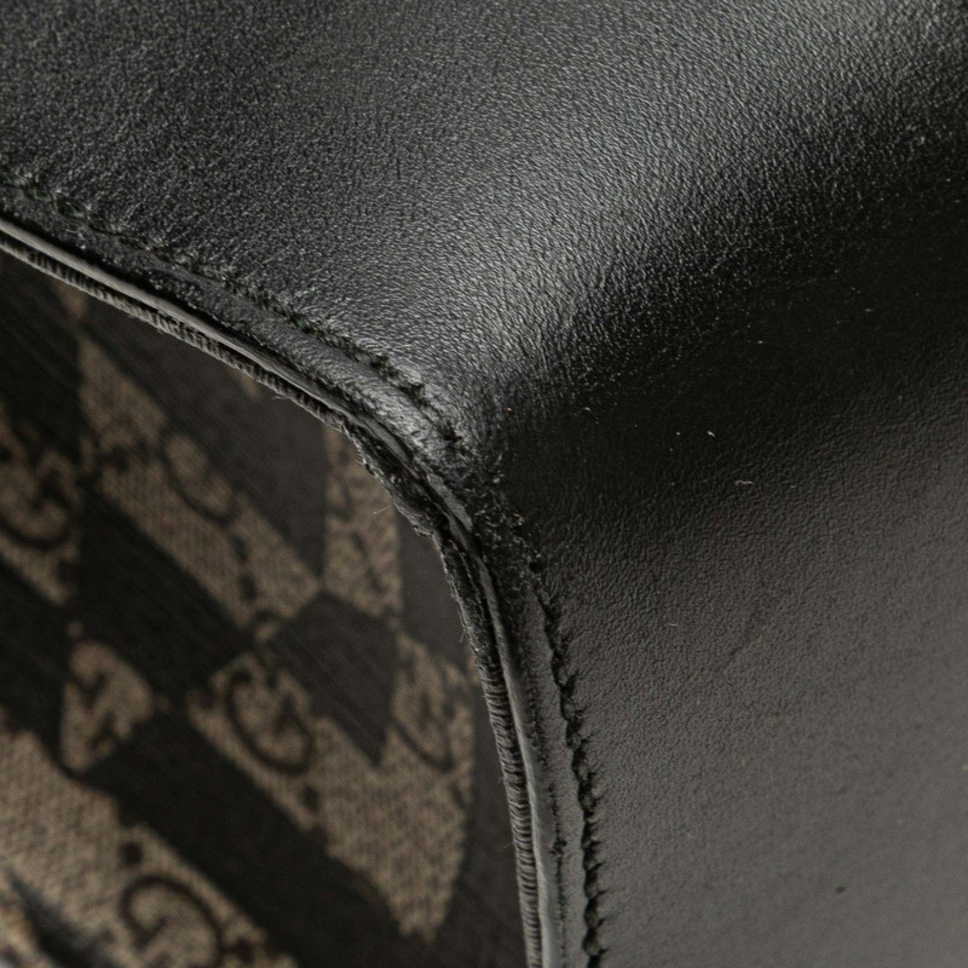 Gucci Beige Black Pvc Leather Shoulder Bag Tote Bag