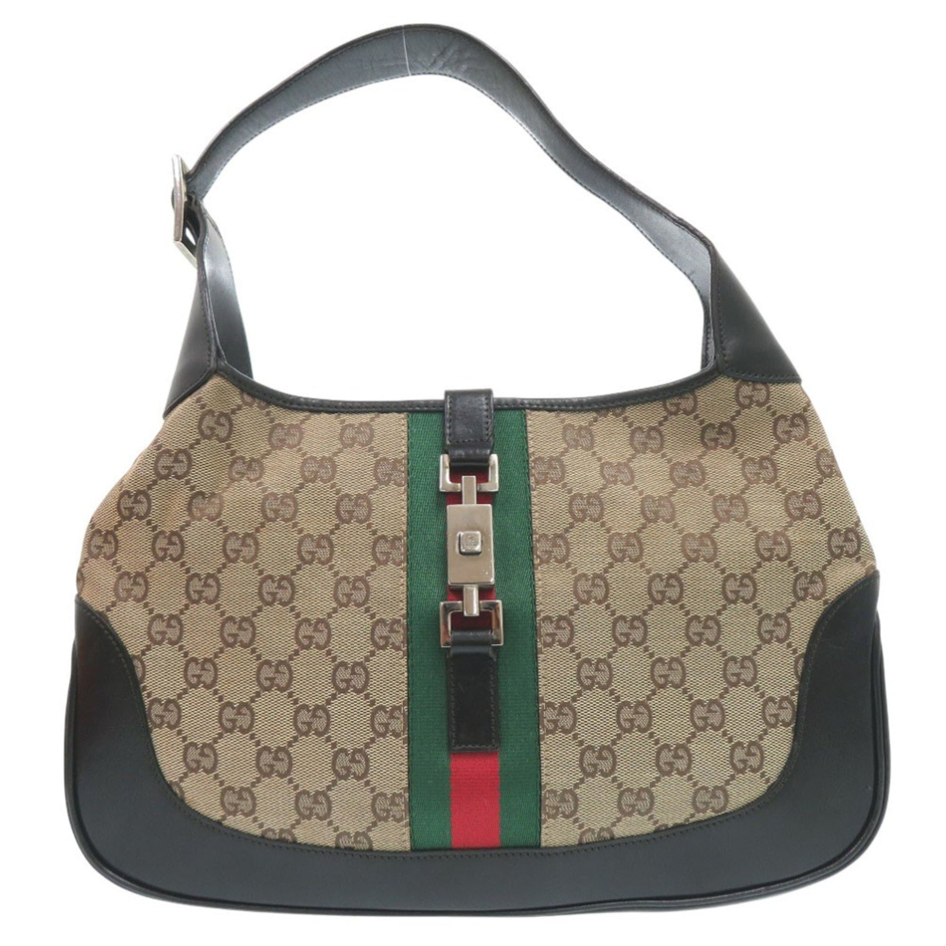 Gucci Beige Gg Canvas Leather Handbag Shoulder Bag