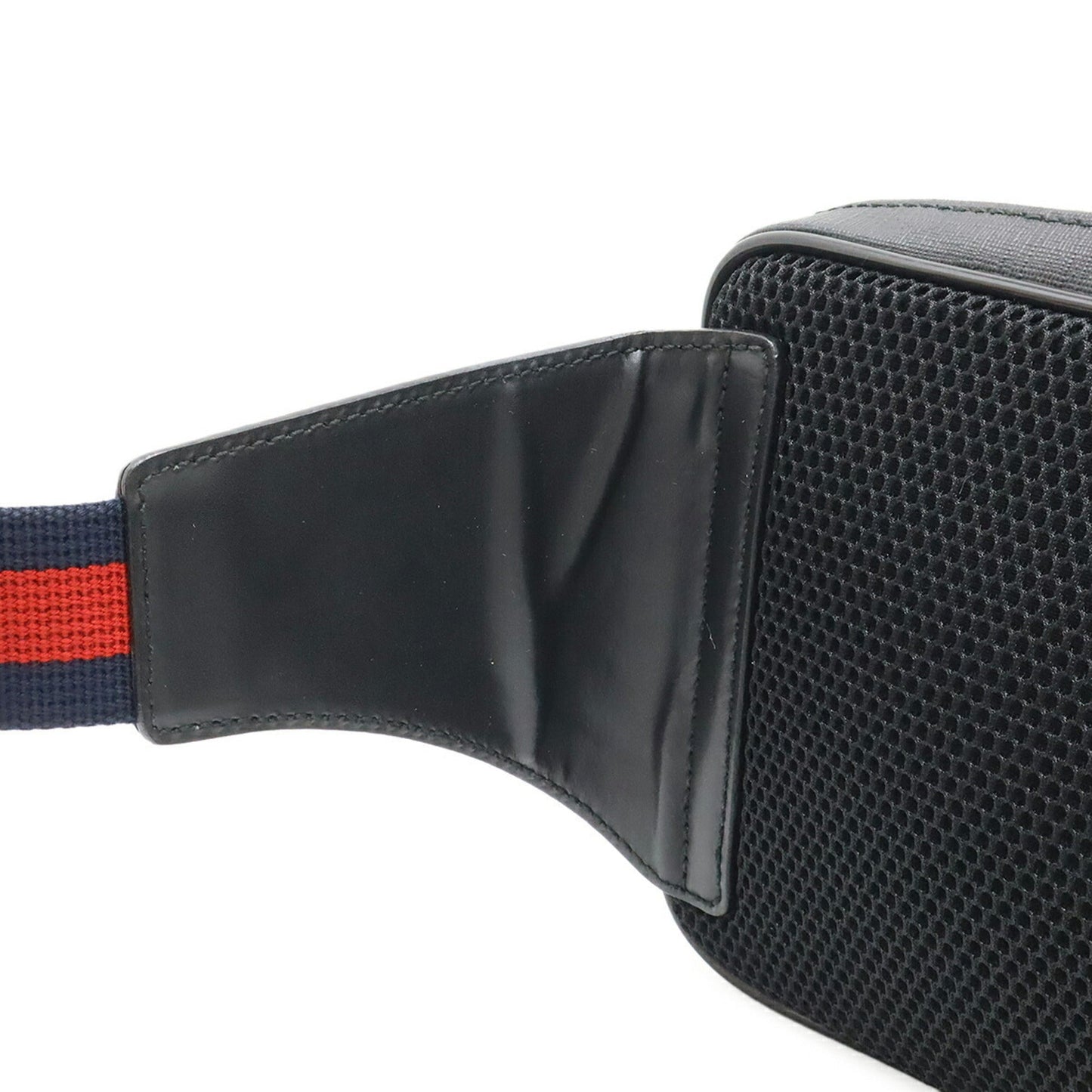 Gucci Black Dark Gray Navy Pvc Leather Fanny Pack