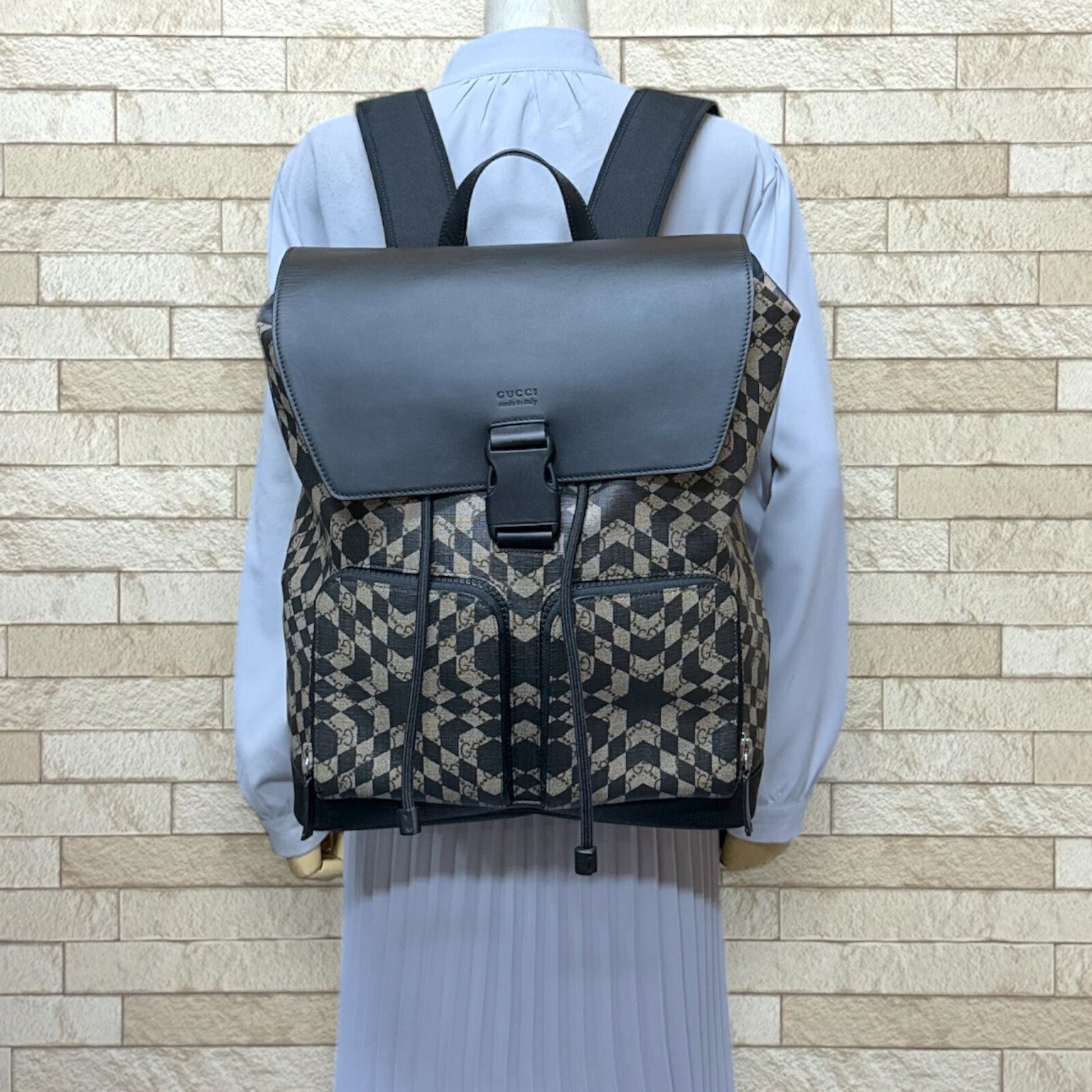 Gucci Black Brown Gg Supreme Canvas Backpack