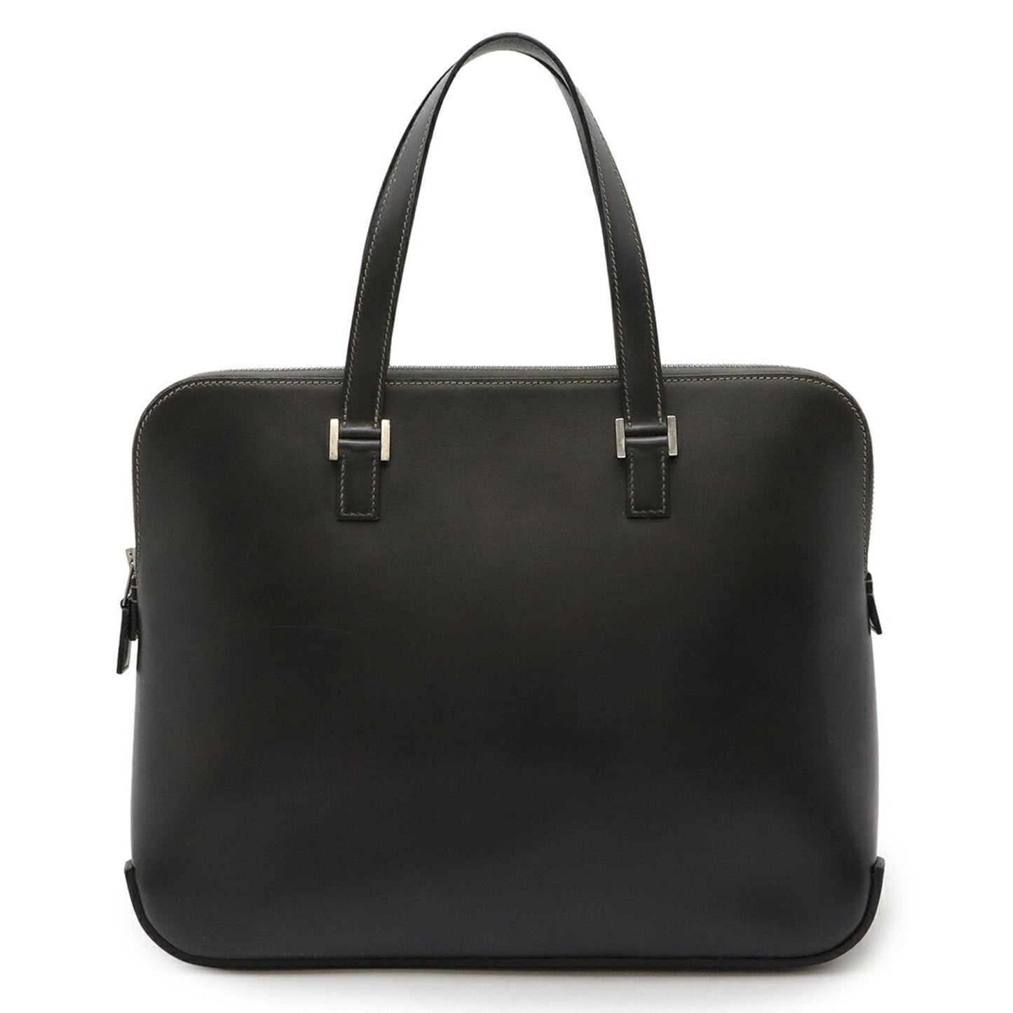Hermes Dark Box Calf Handbag Tote Bag Leather Calf Leather Gray