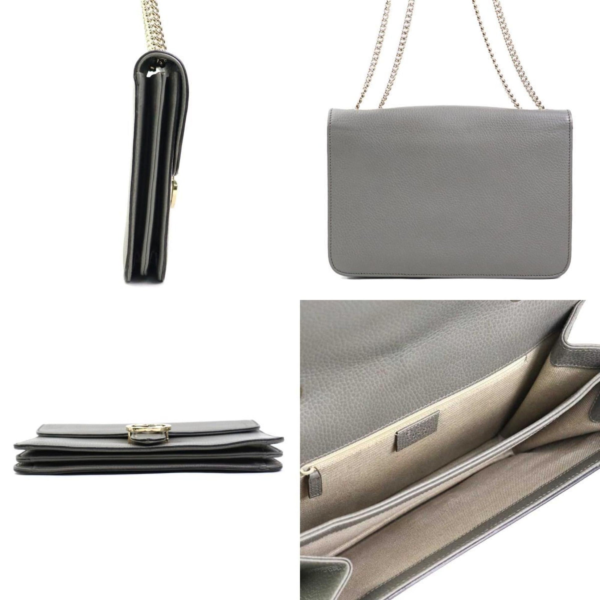 Gucci Gray Leather Shoulder Bag
