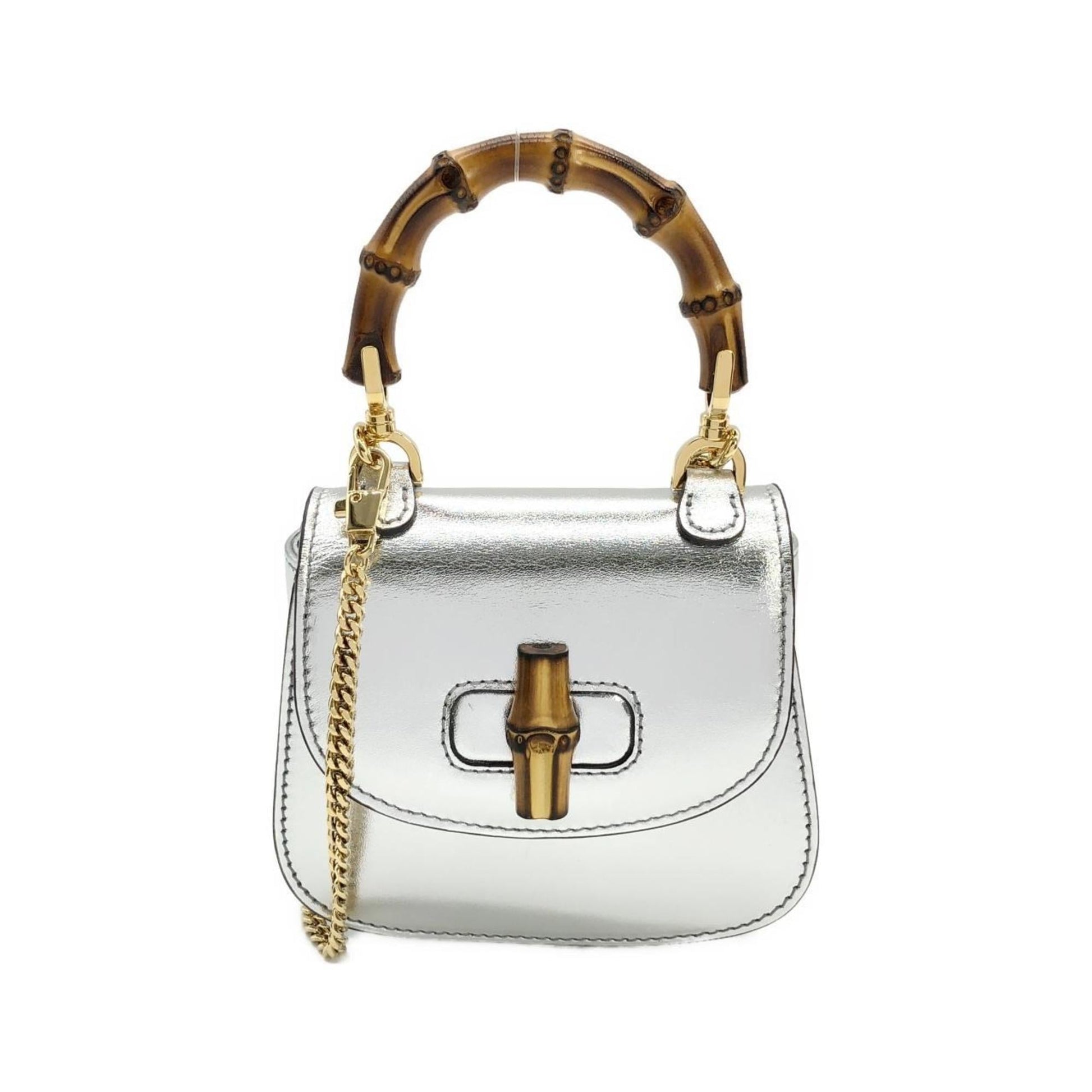 Gucci Silver Leather Handbag