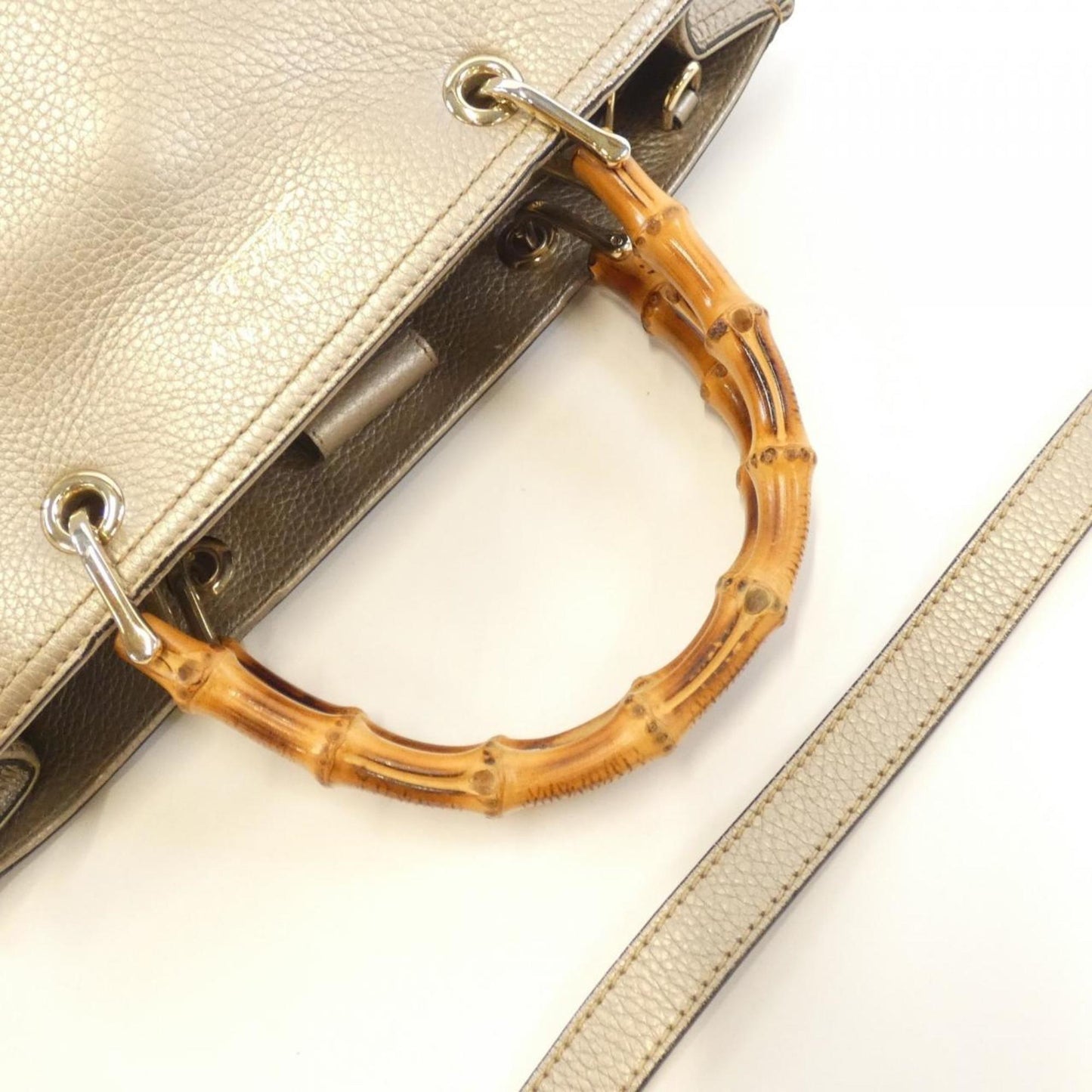 Gucci Champagne Leather Handbag