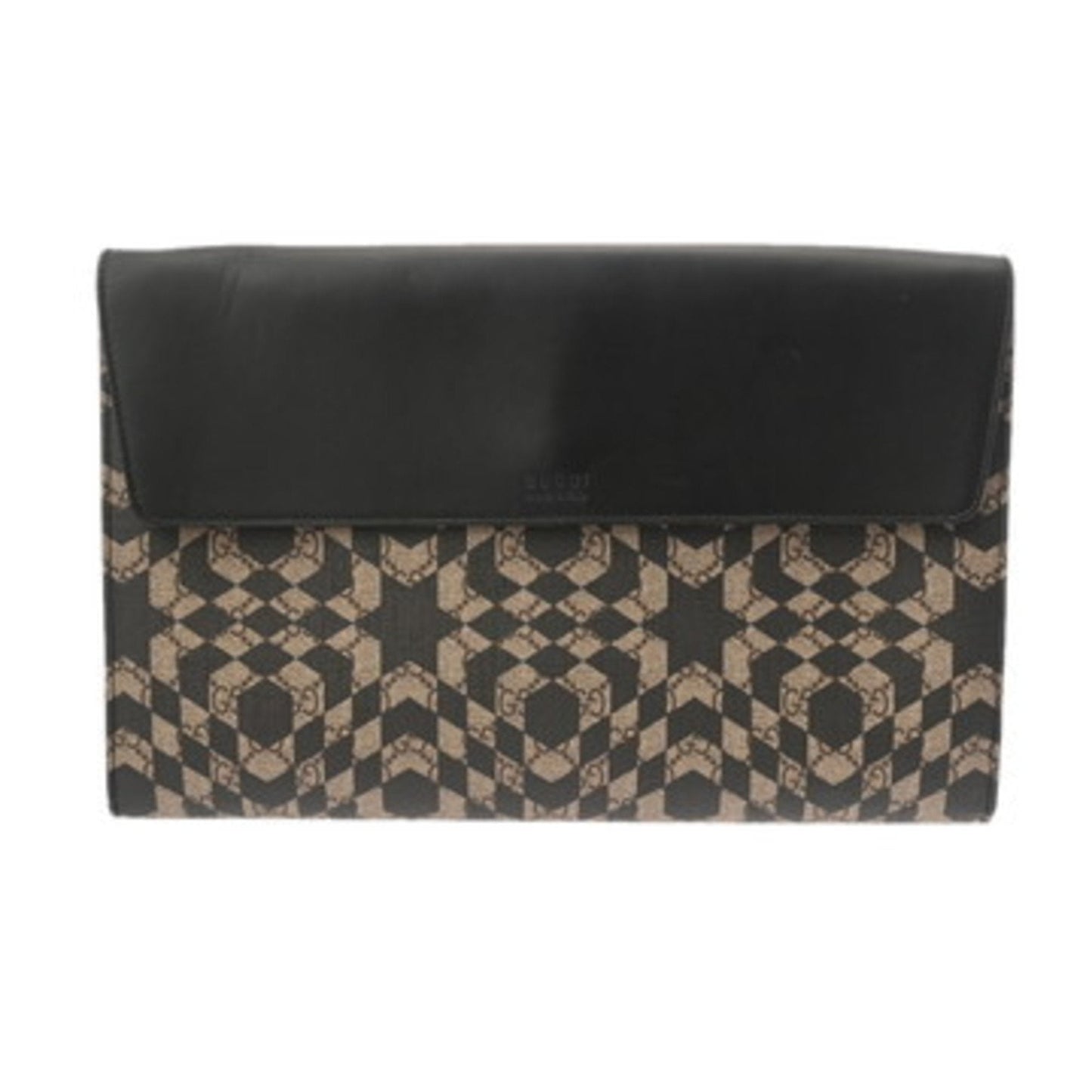Gucci Beige Black Pvc Clutch Bag