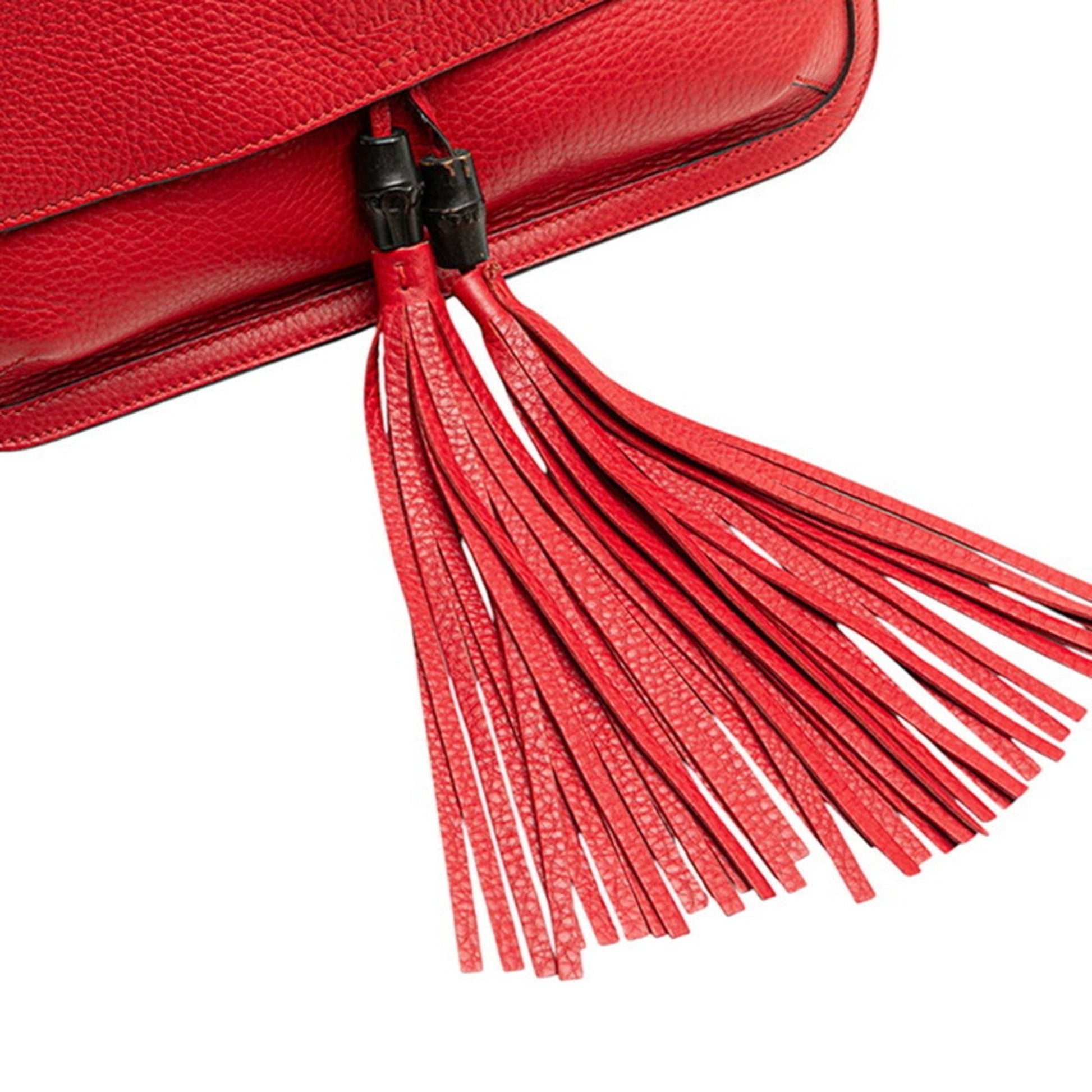 Gucci Bamboo Red Color Leather Shoulder Bag