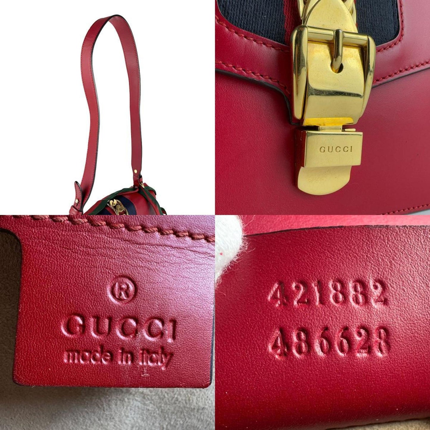 Gucci Red Color Leather Shoulder Bag