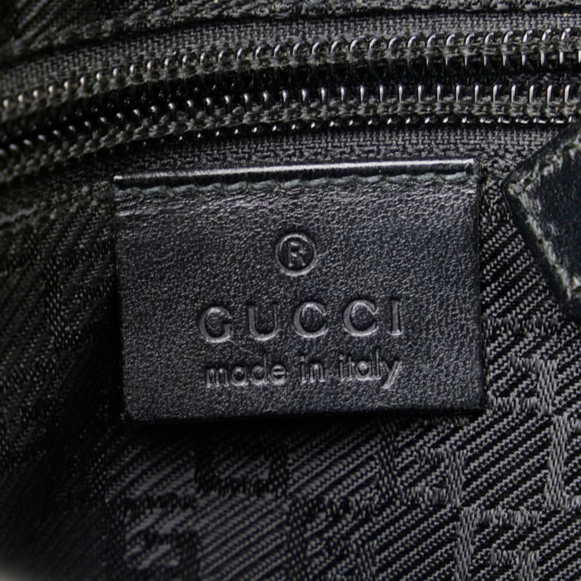 Gucci Black Leather Nylon Canvas Shoulder Bag
