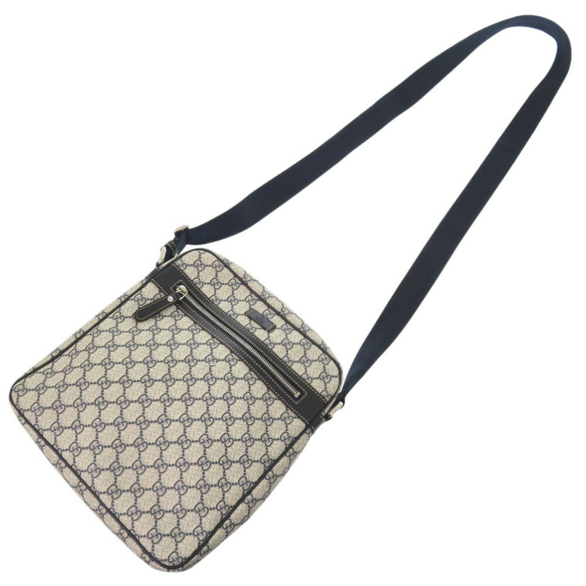 Gucci Beige Navy Gg Supreme Shoulder Bag