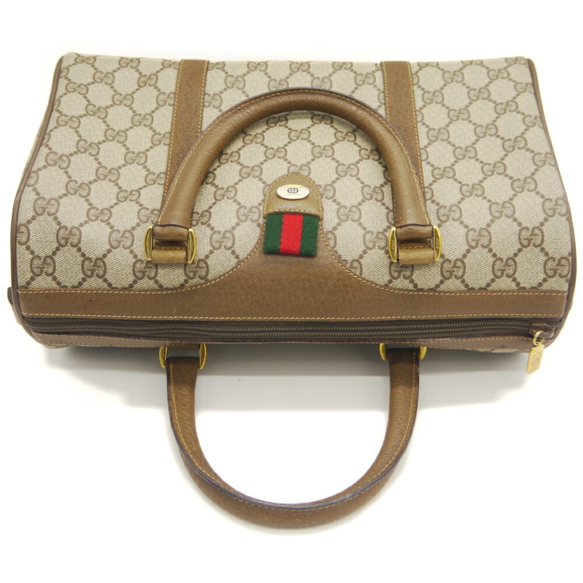 Gucci Beige Pvc Leather Boston Bag