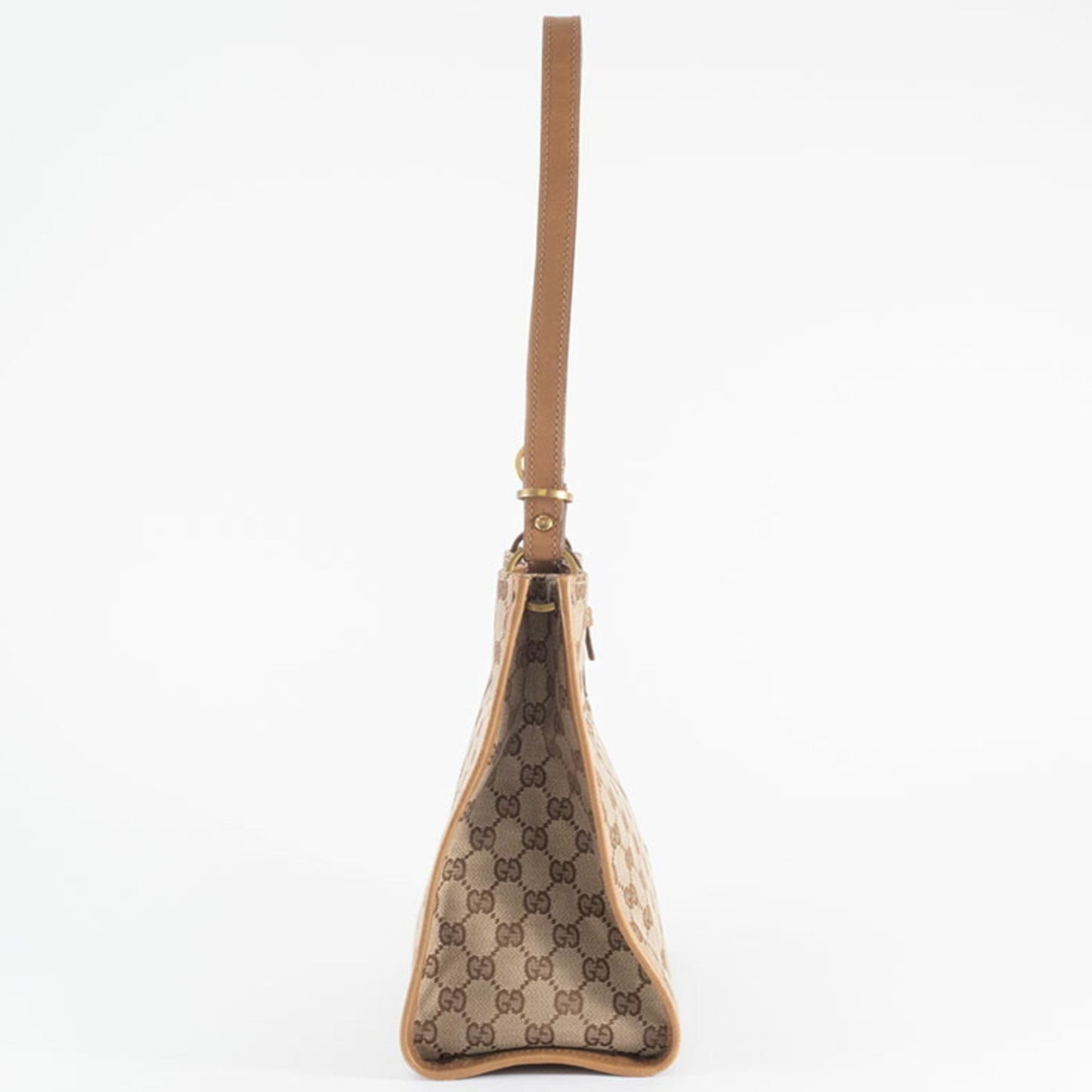 Gucci Gg Canvas Beige Brown Gg Canvas Leather Shoulder Bag