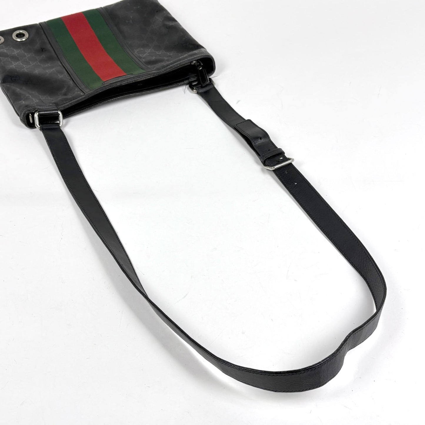 Gucci Black Coated Canvas Leather Shoulder Bag