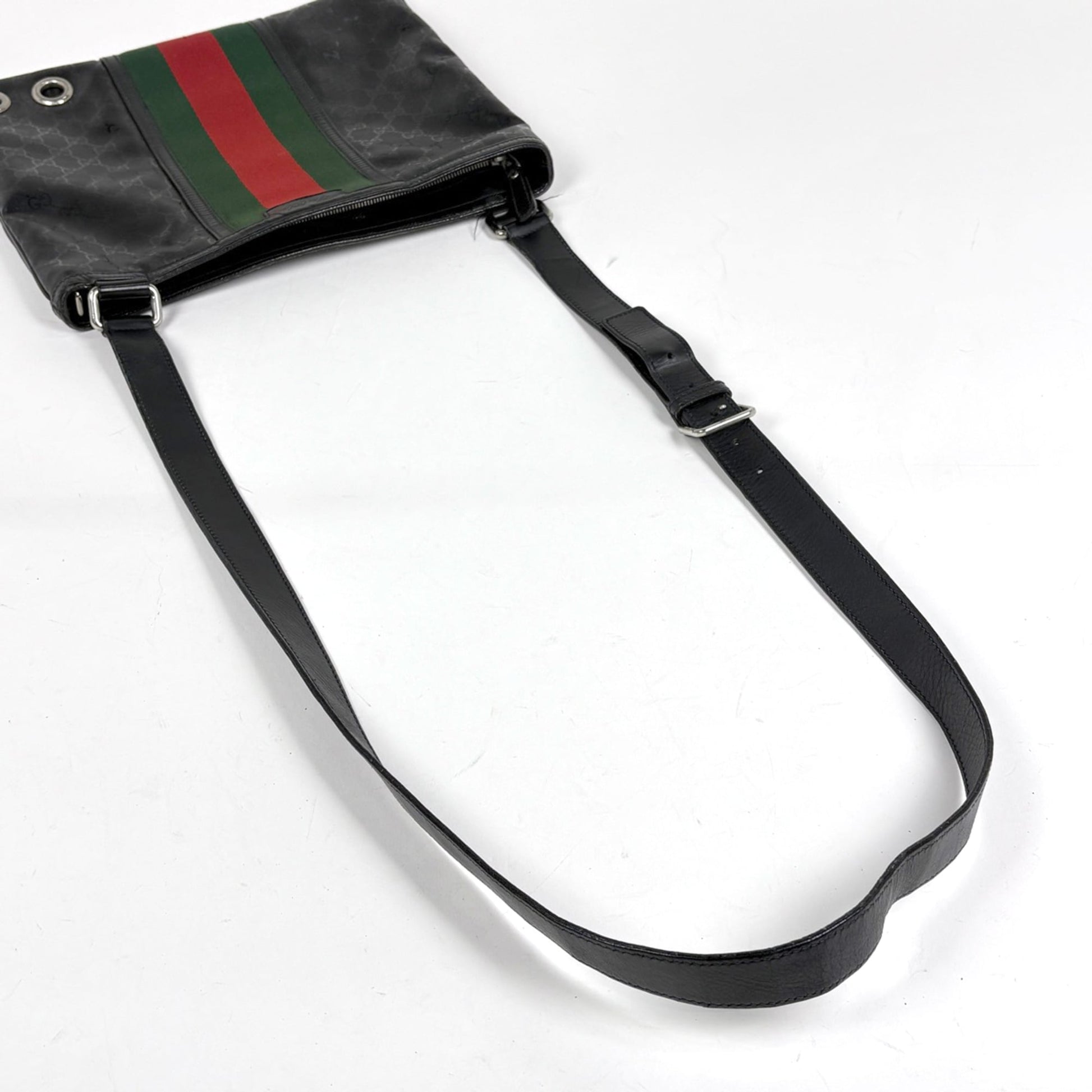 Gucci Black Coated Canvas Leather Shoulder Bag