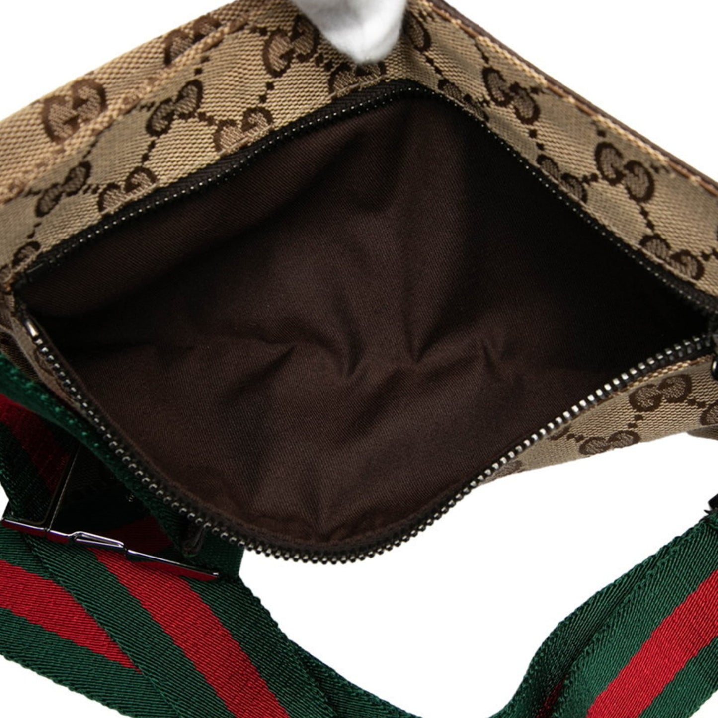 Gucci Beige Brown Canvas Leather Sling Bag