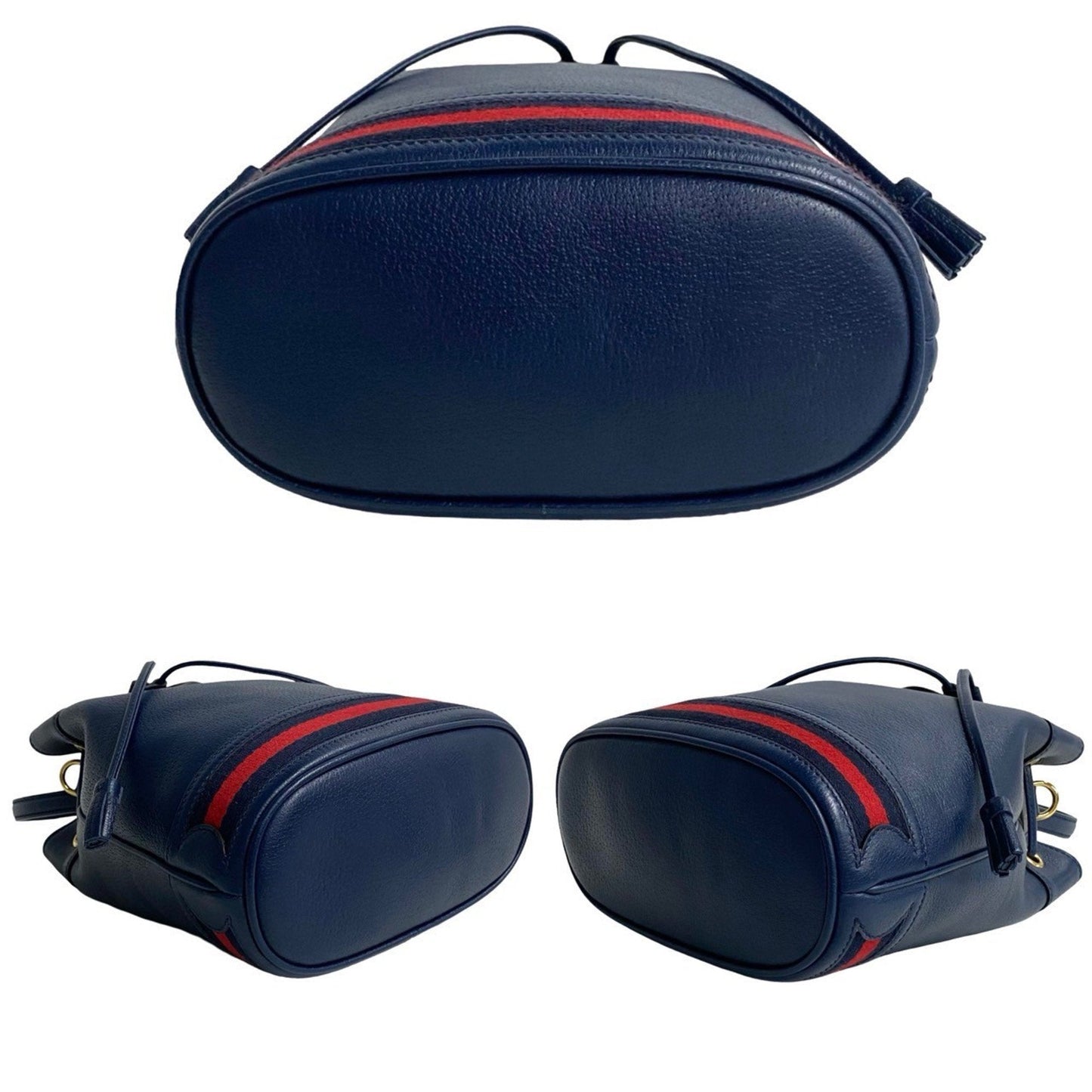 Gucci Navy Red Color Leather Handbag Shoulder Bag