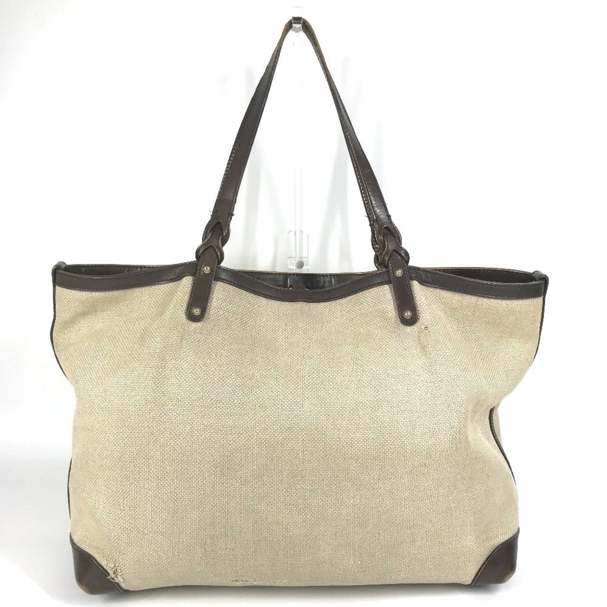 Gucci Beige Brown Leather Canvas Boston Bag Pouch Shoulder Bag Tote Bag