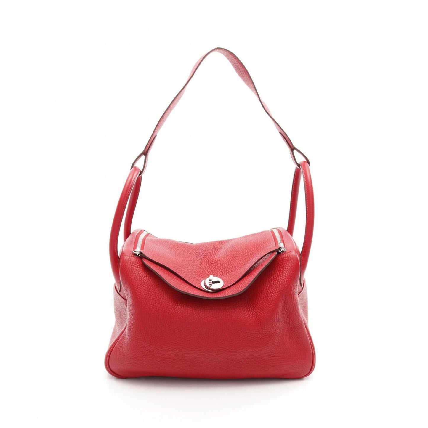 Hermes Lindy Color Taurillon Clemence Shoulder Bag Leather Red