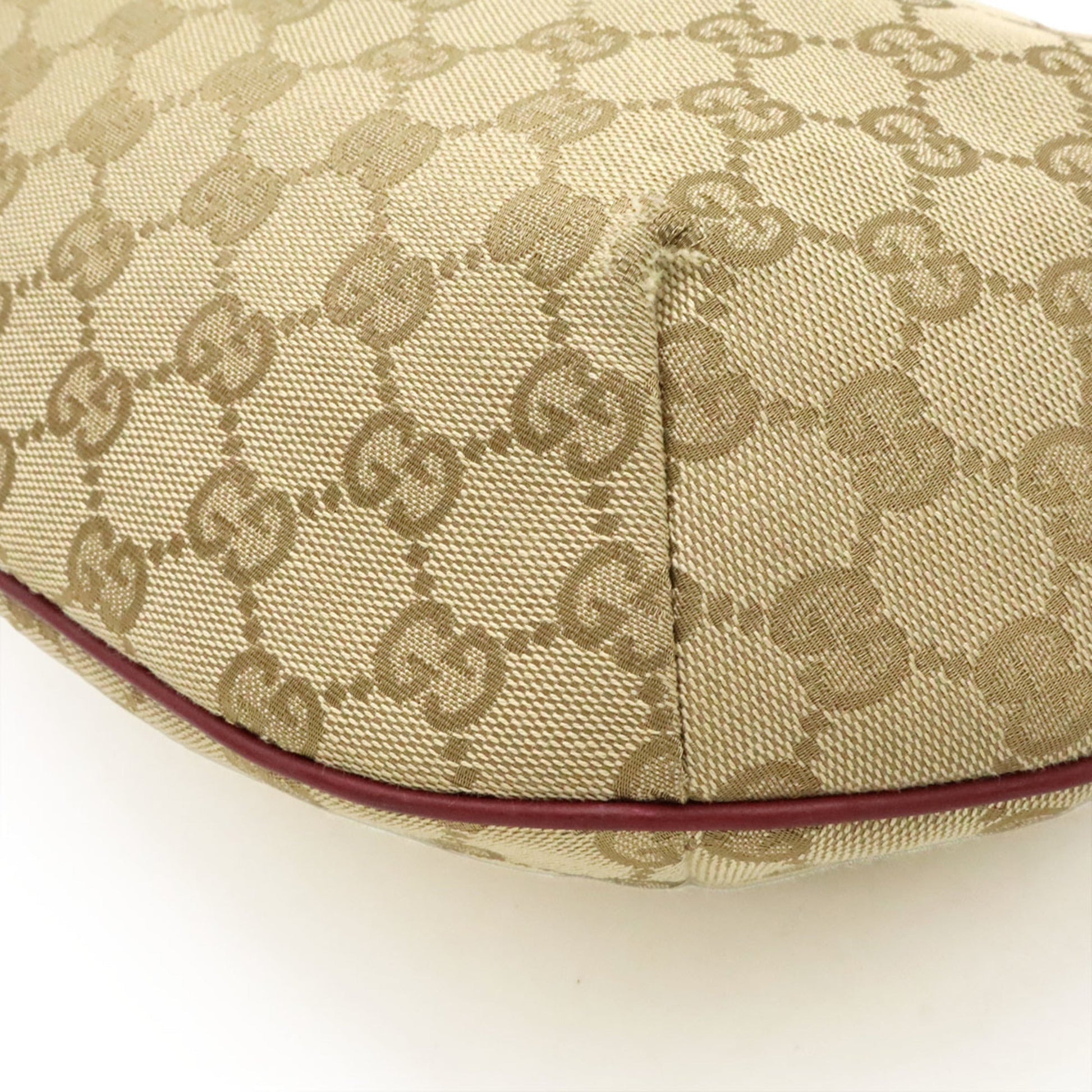 Gucci Beige Red Color Gg Canvas Leather Shoulder Bag