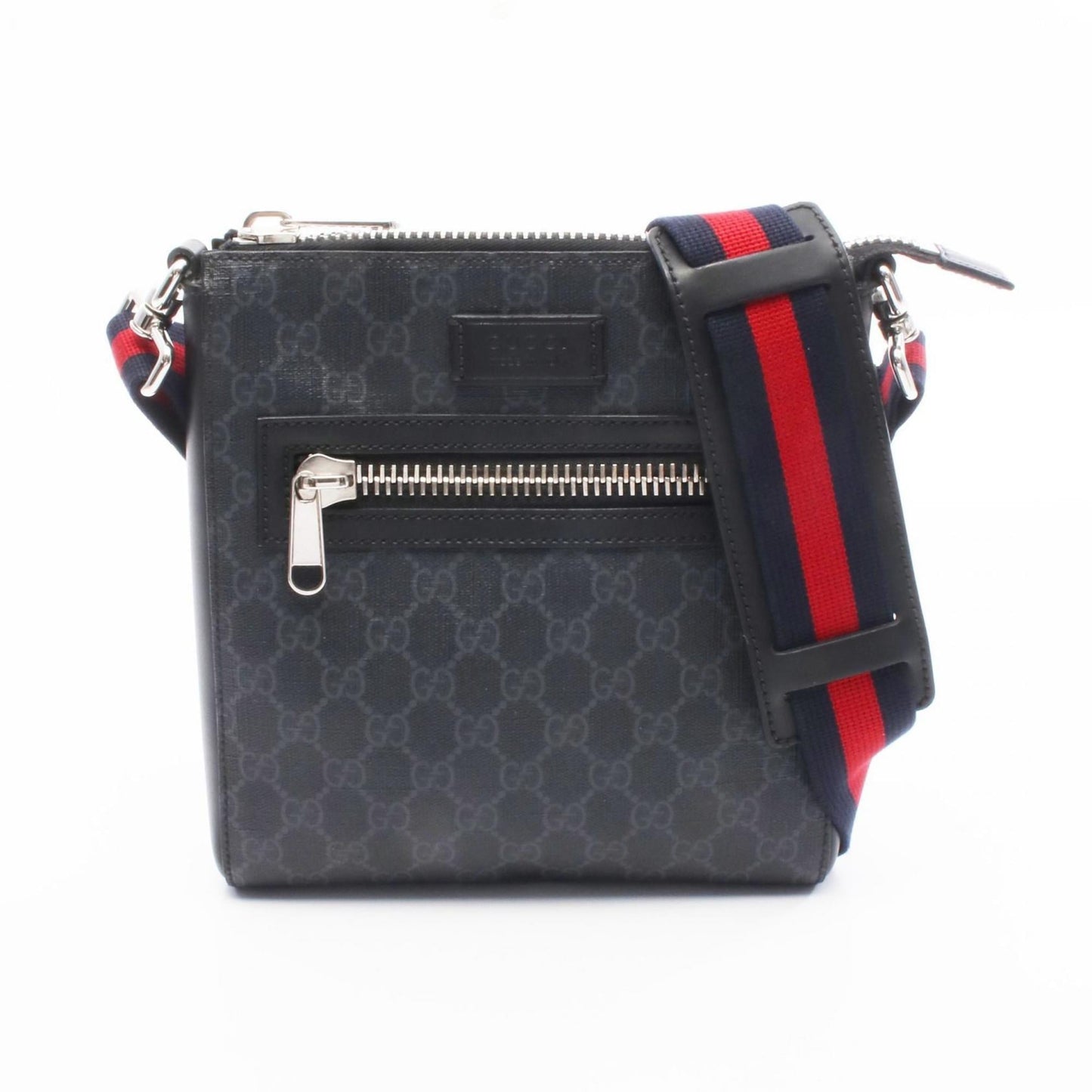 Gucci Black Gray Gg Supreme Leather Messenger Bag Shoulder Bag