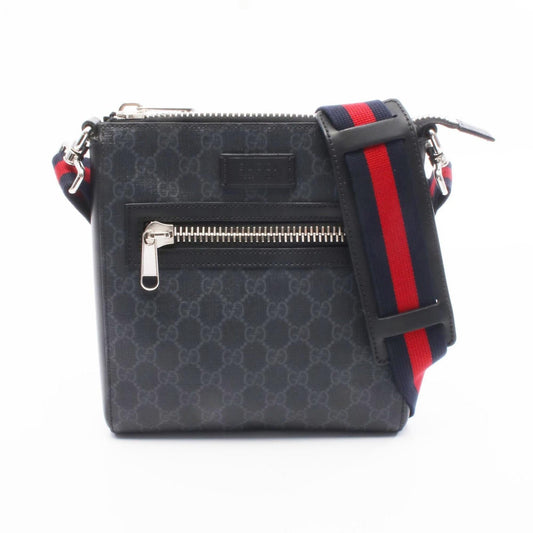Gucci Black Gray Gg Supreme Leather Messenger Bag Shoulder Bag