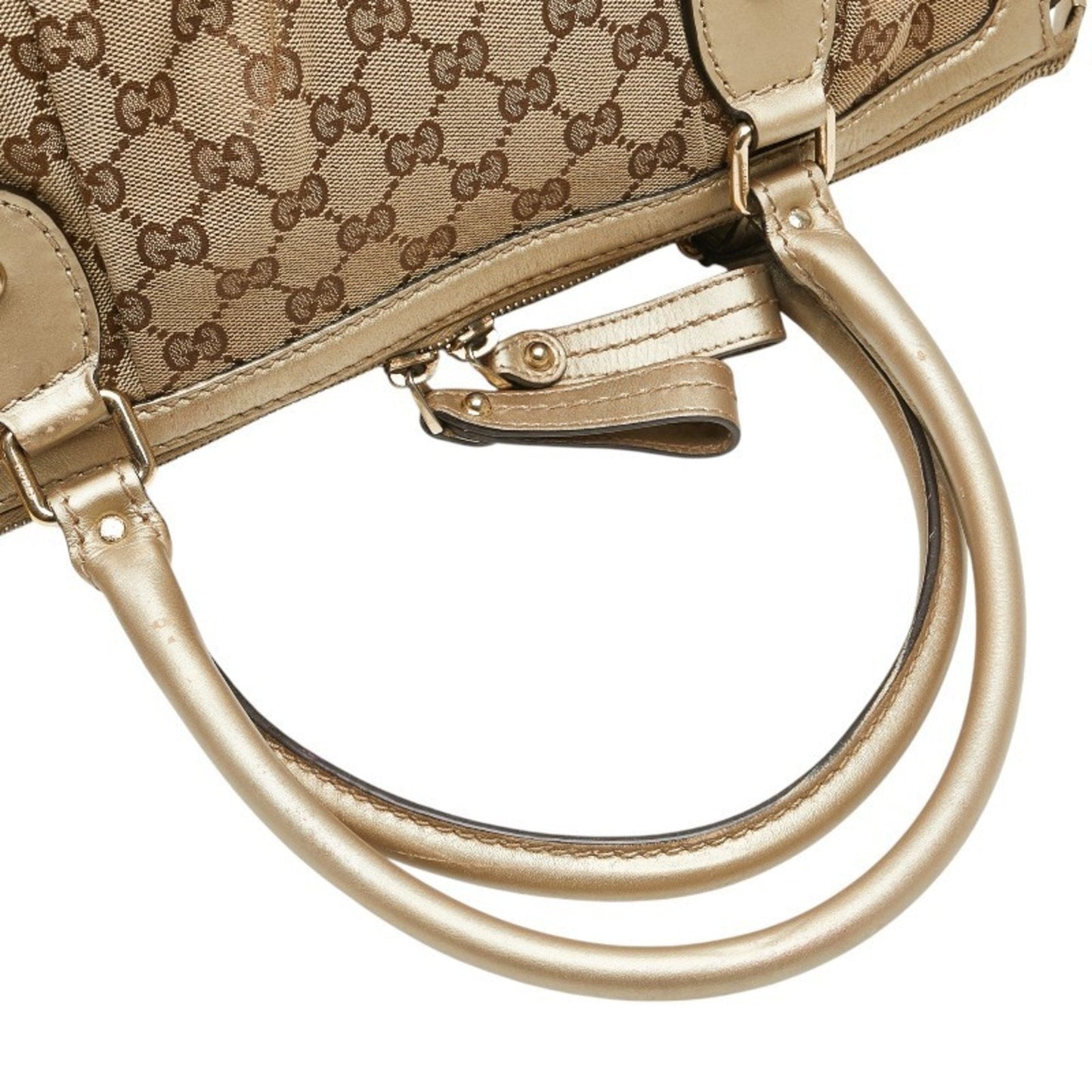 Gucci Gg Canvas Beige Champagne Gold Gg Canvas Leather Handbag Shoulder Bag