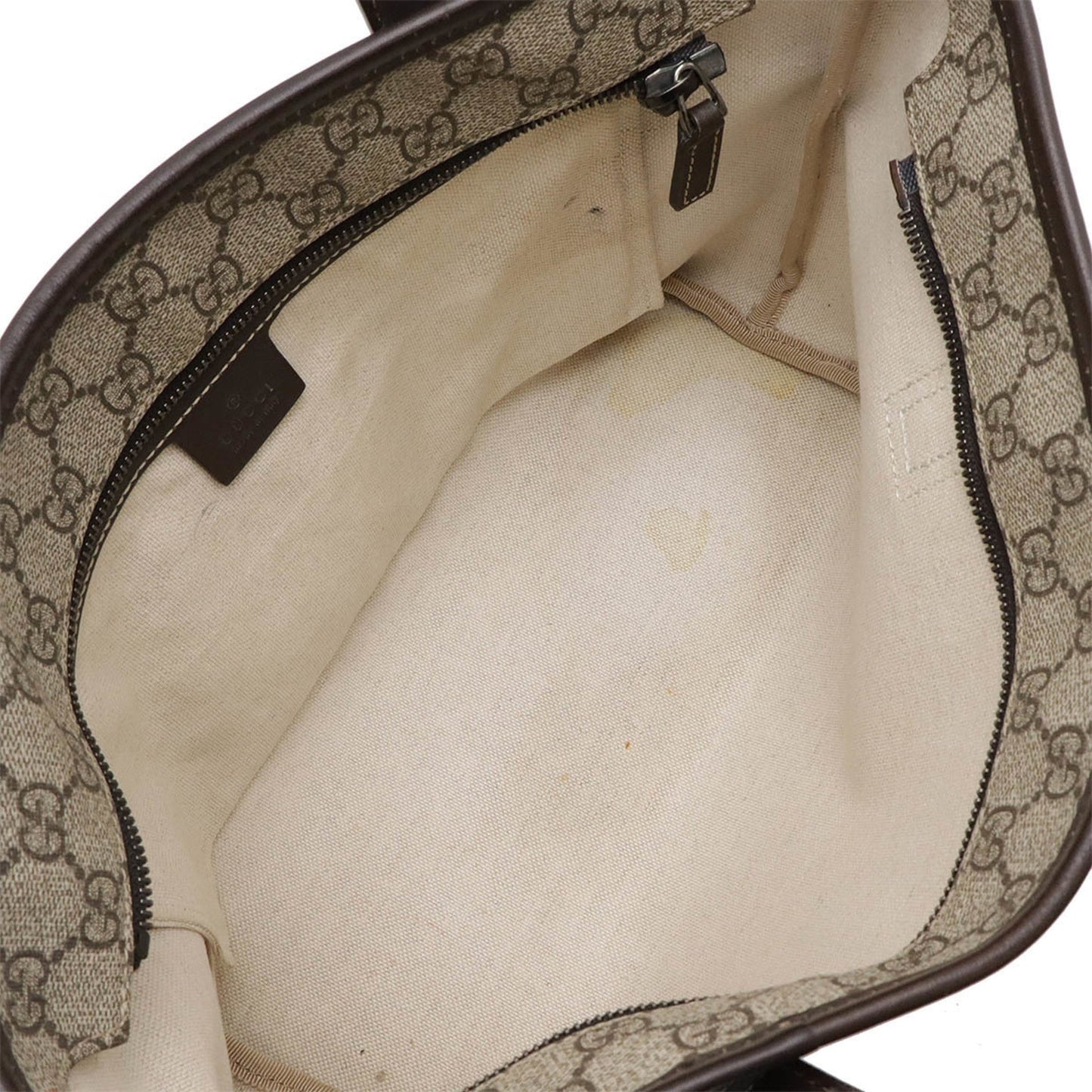 Gucci Gg Plus Beige Dark Brown Pvc Leather Shoulder Bag Tote Bag