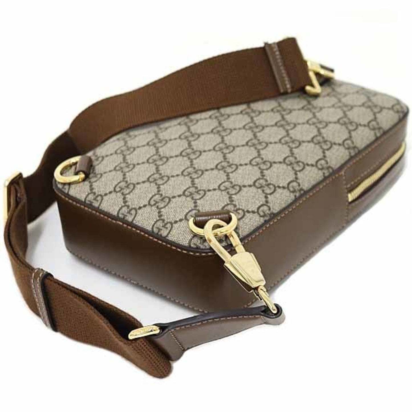 Gucci Beige Brown Gg Supreme Leather Sling Bag