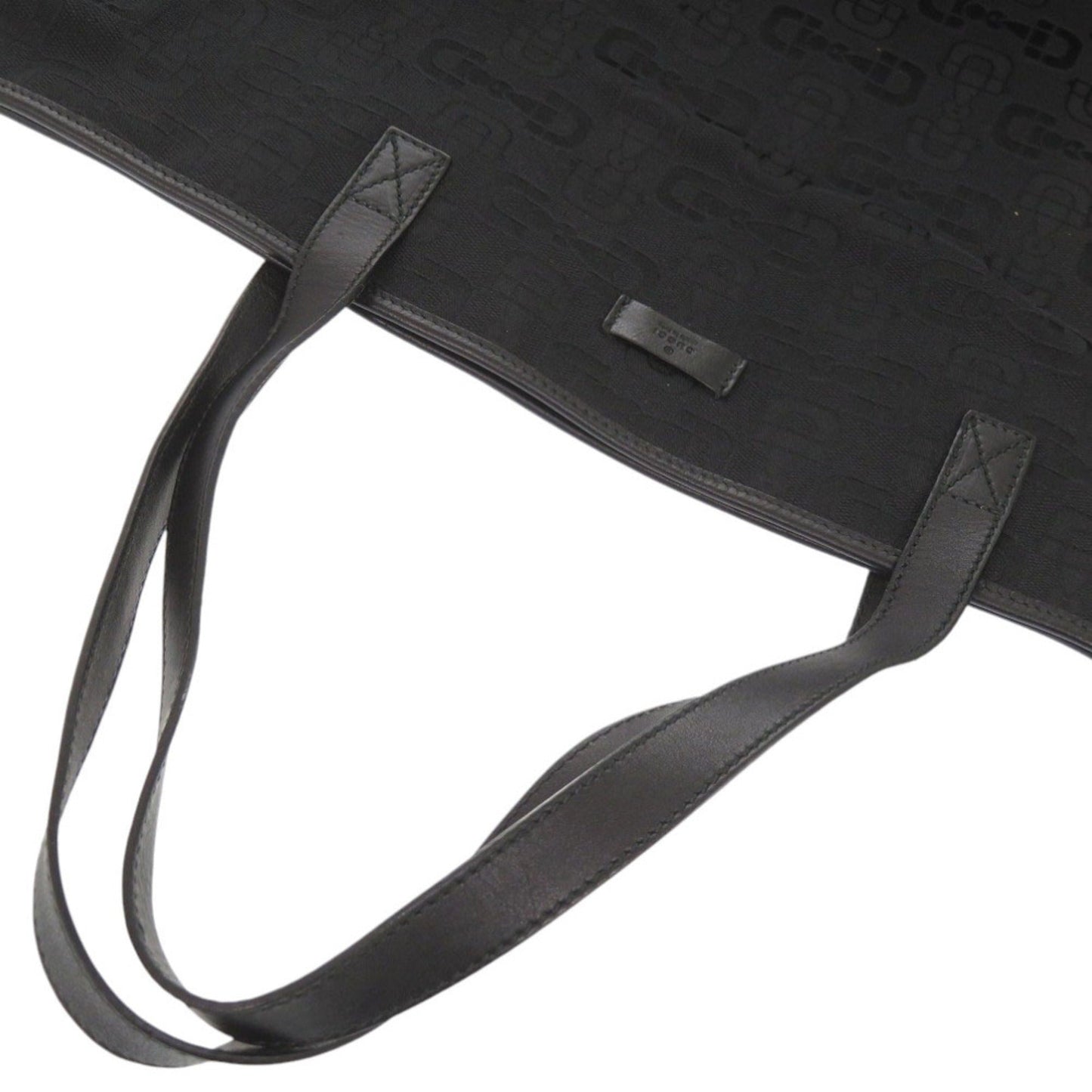 Gucci Black Canvas Leather Tote Bag