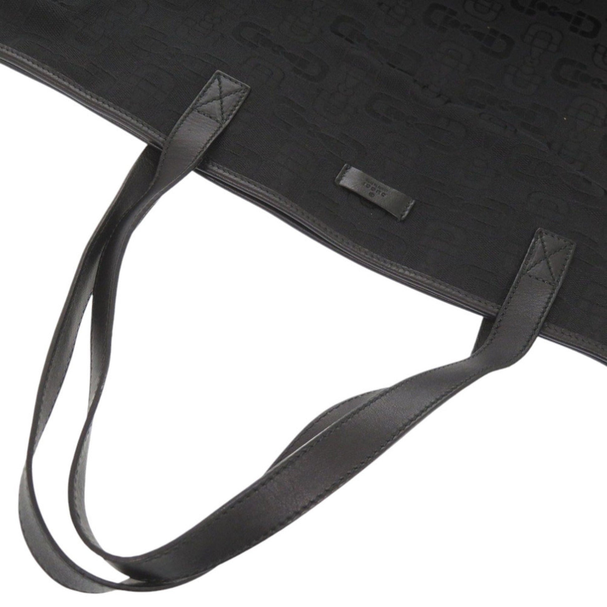 Gucci Black Canvas Leather Tote Bag