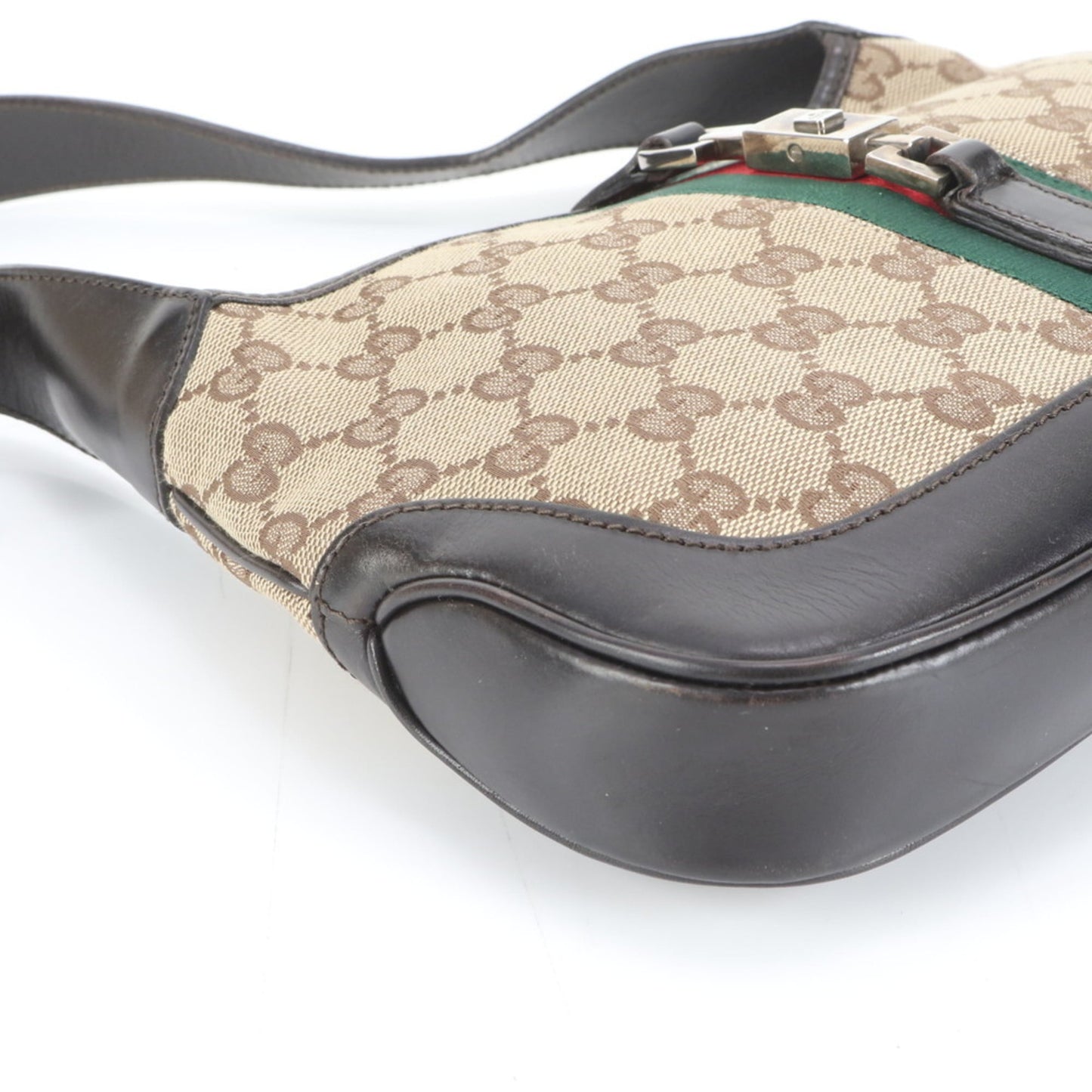 Gucci Brown Leather Canvas Shoulder Bag